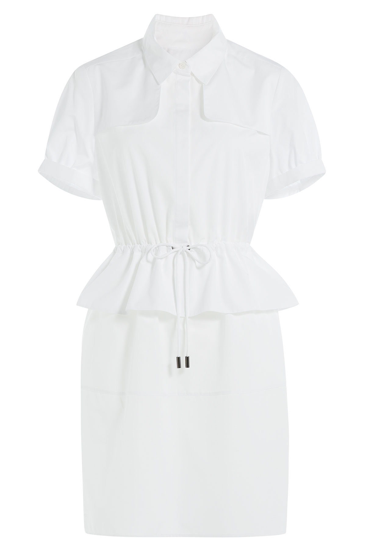 Burberry - Cotton Dress with Peplum and Drawstring Waist