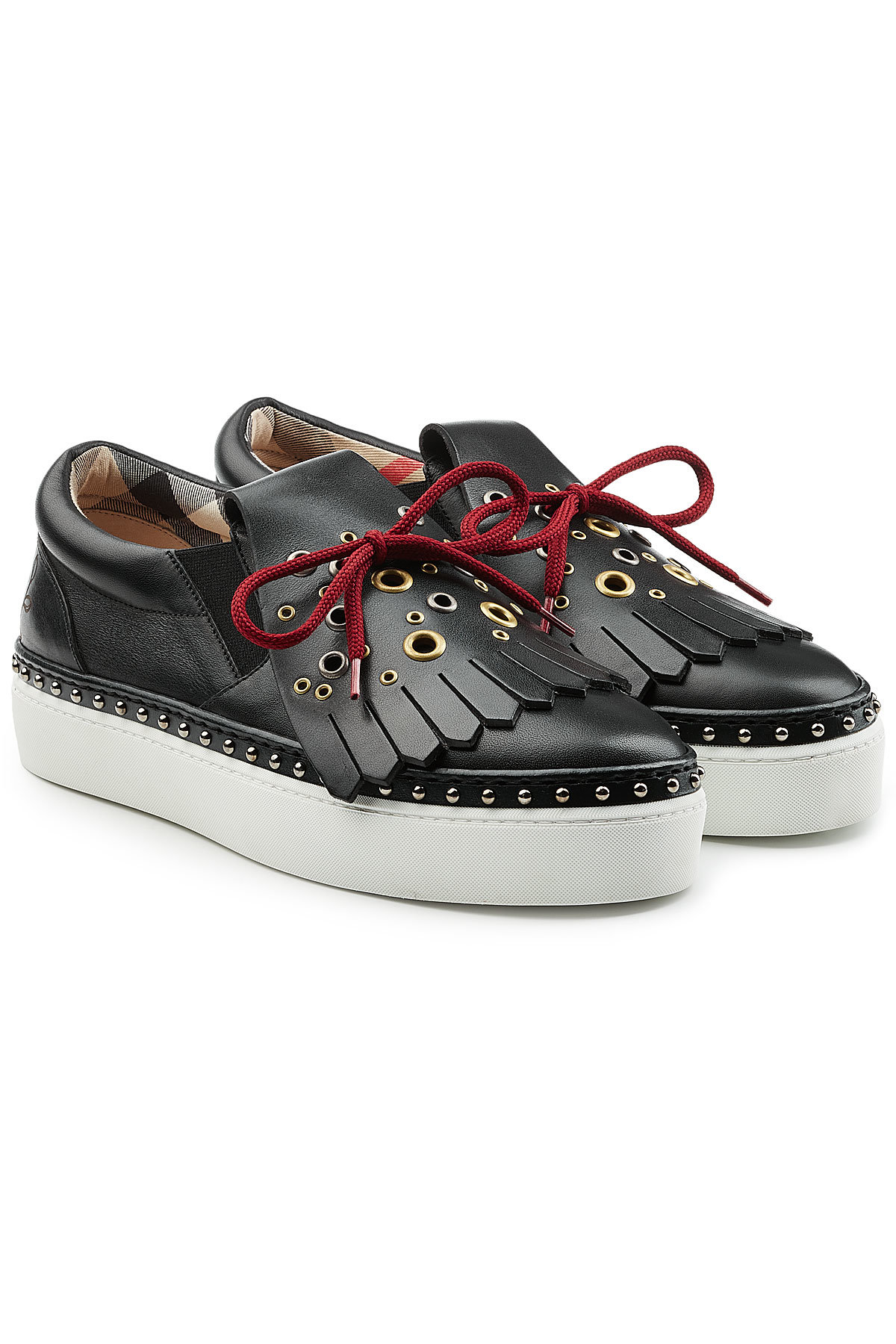 Burberry - Embellished Leather Creeper Sneakers