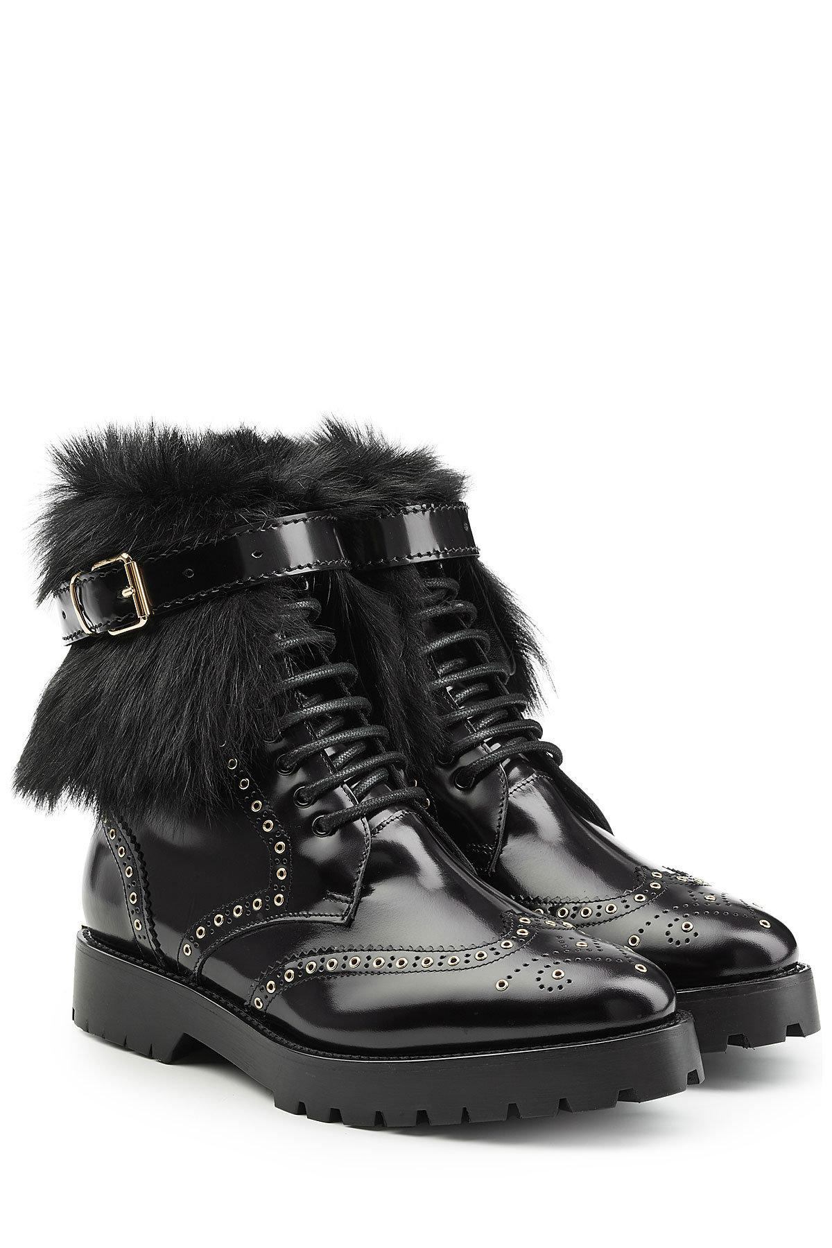 Burberry Shoes & Accessories - Leather Ankle Boots with Shearling