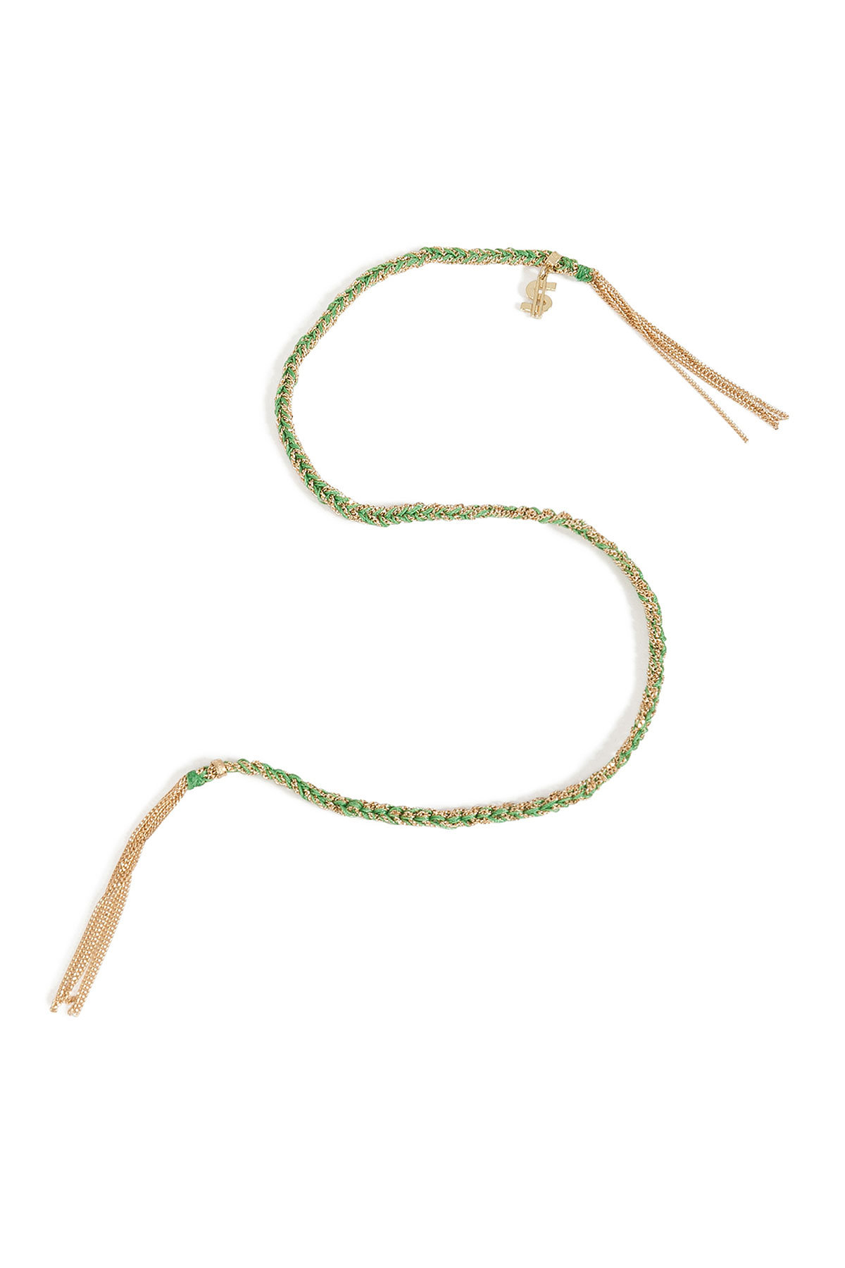 Carolina Bucci - 18K Gold/Silk Woven Tassel Bracelet in Green