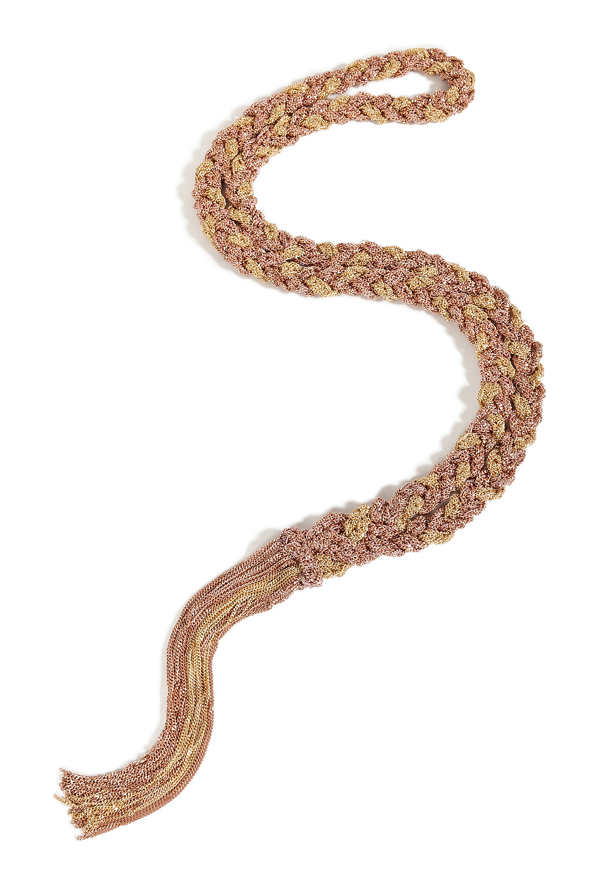 Carolina Bucci - Gold/Rose Gold Woven Chain Tassel Necklace