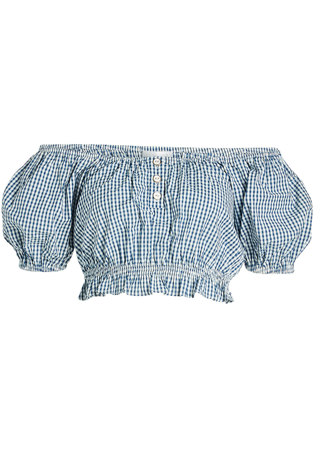 Caroline Constas - Gingham Bardot Cropped Top