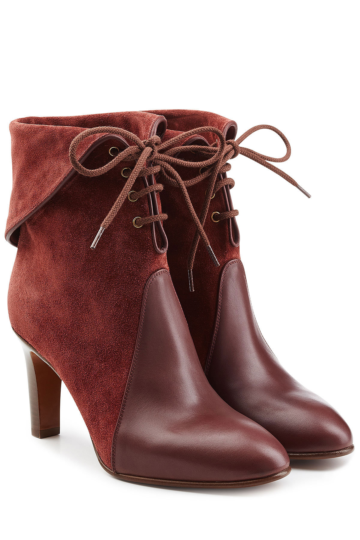 Chloe - Suede and Leather Lace-Up Boots