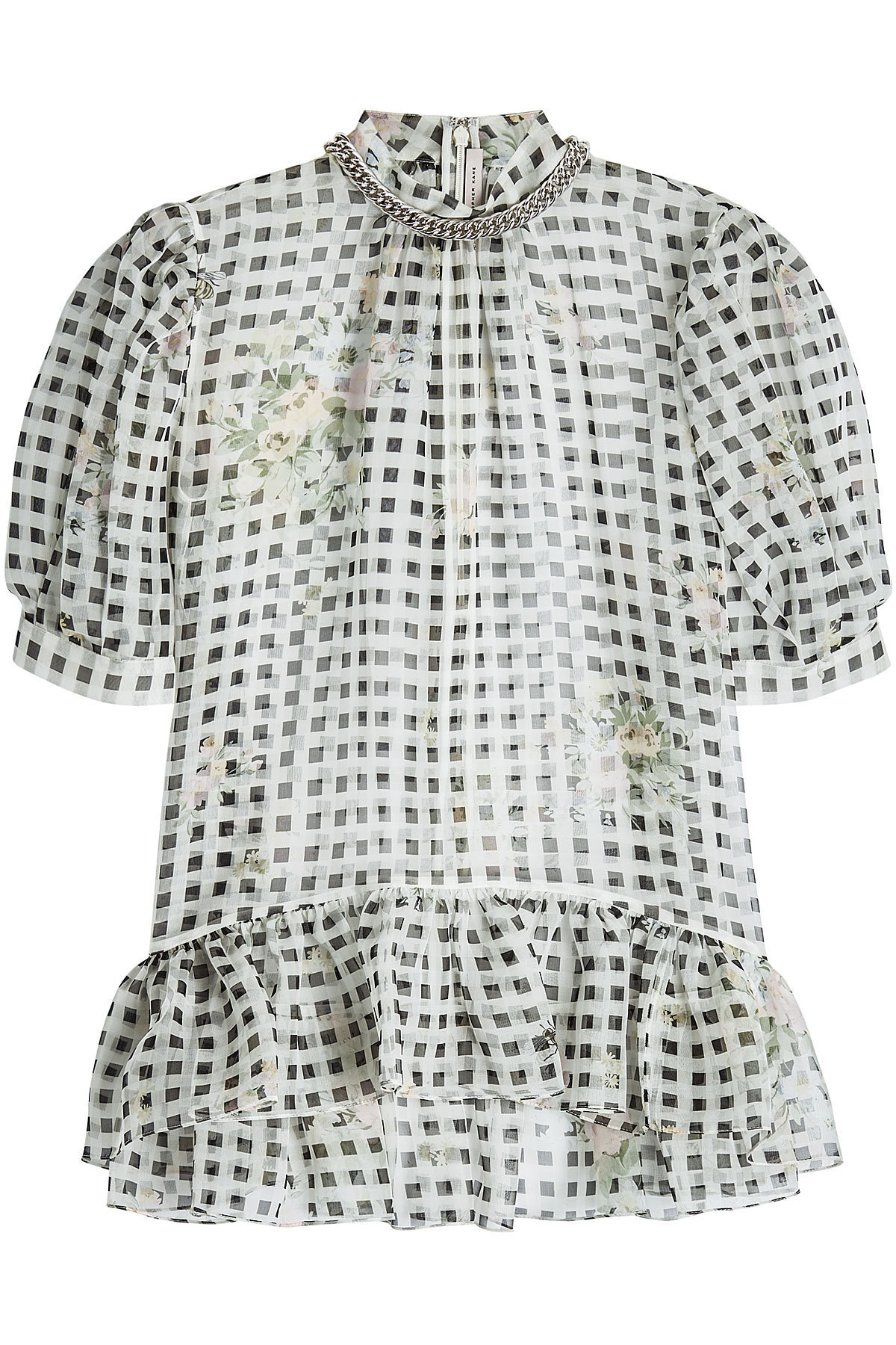 Christopher Kane - Printed Silk Blouse with Chain Embellishment