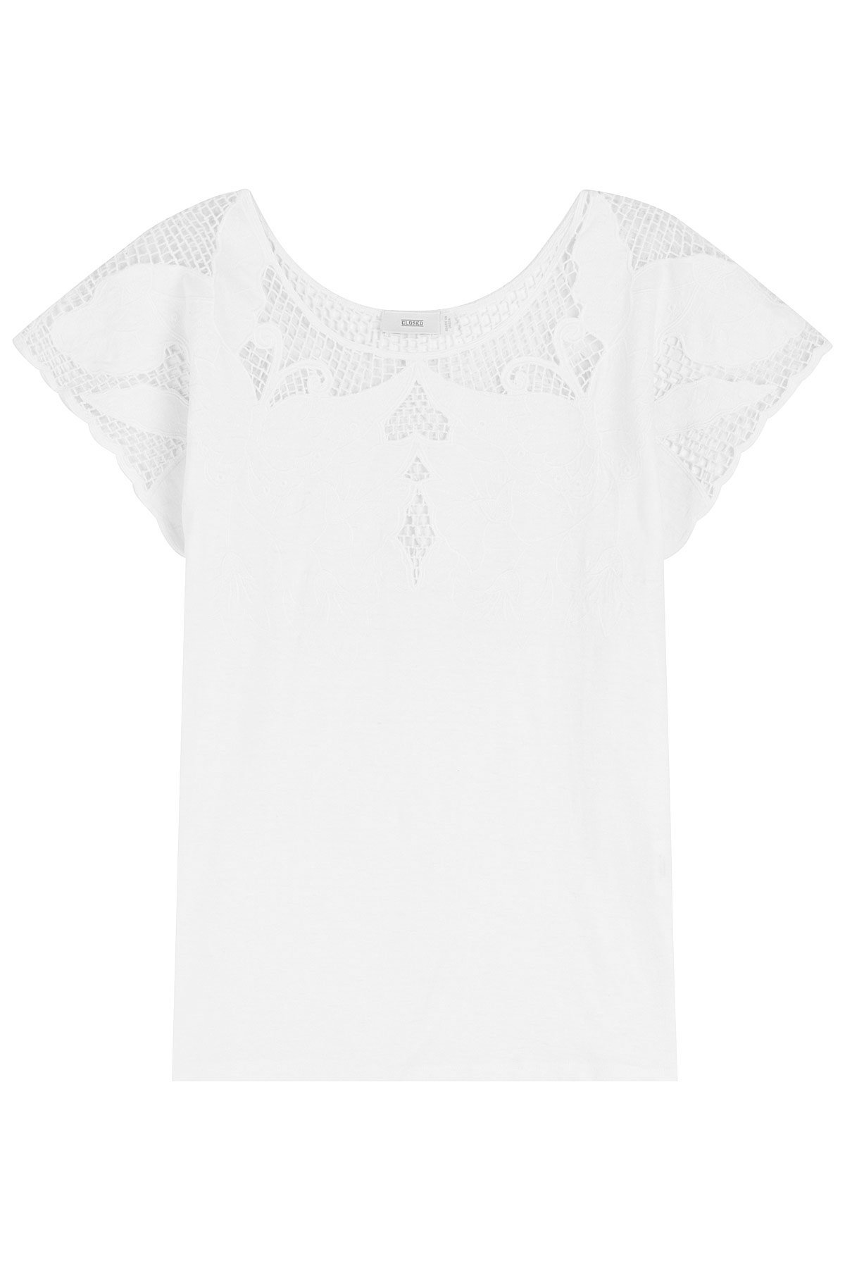 Cotton-Linen Top with Mesh Inserts by Closed