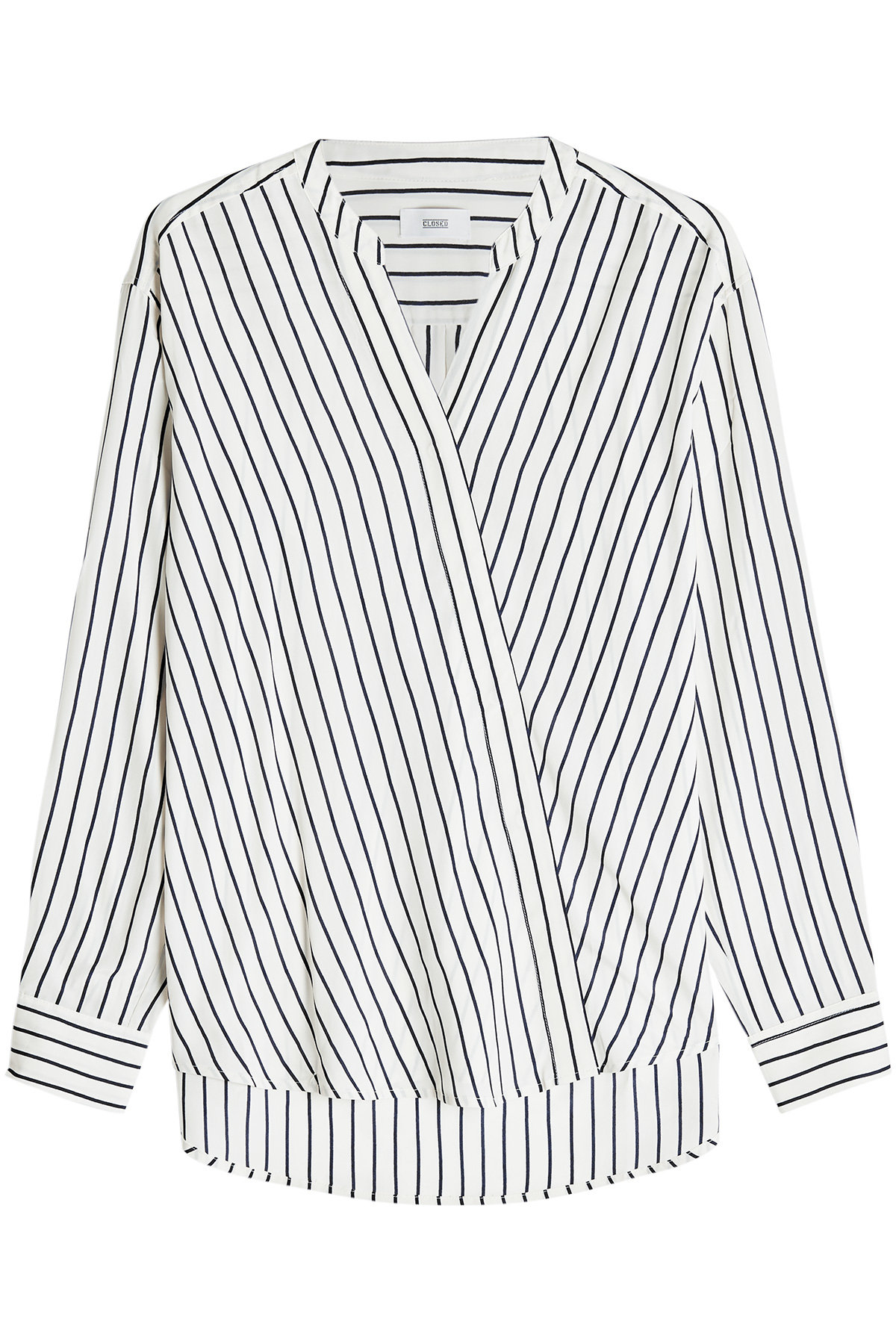 Closed - Striped Wrap Blouse with Silk
