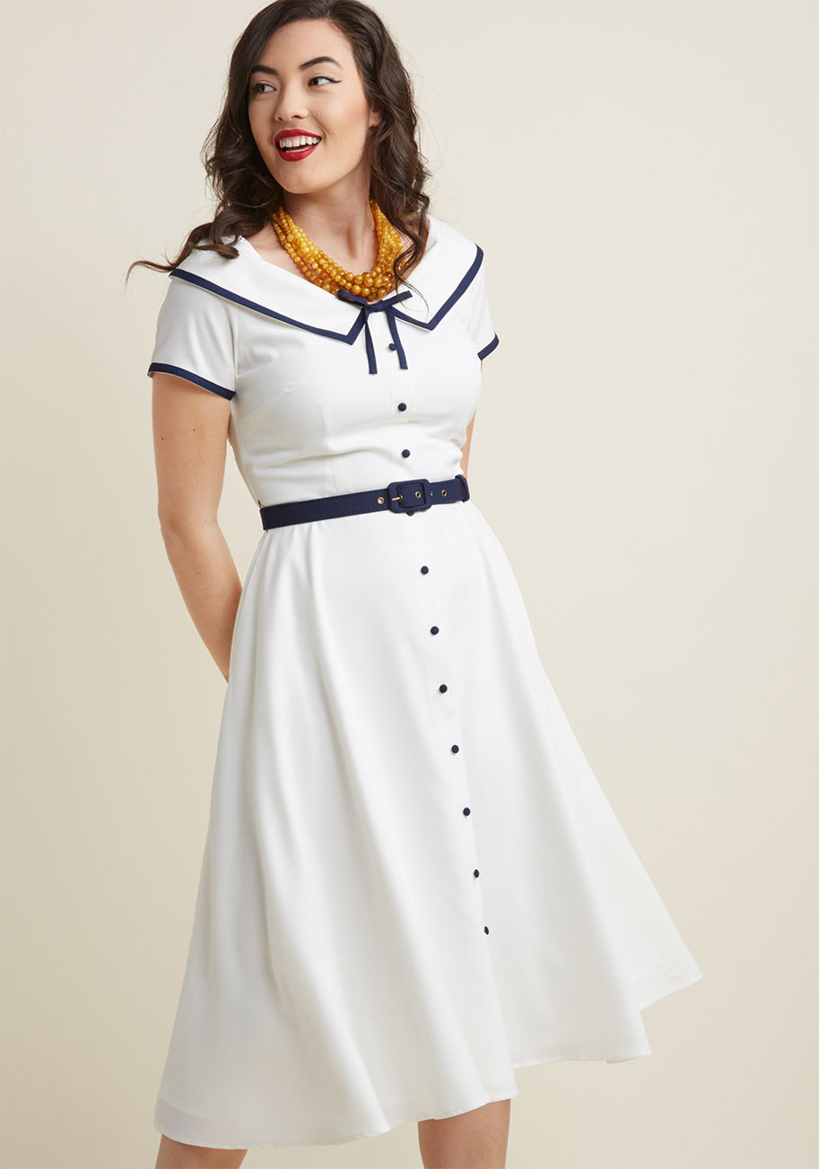 Collectif - Collectif Nautical Narrative Midi Shirt Dress