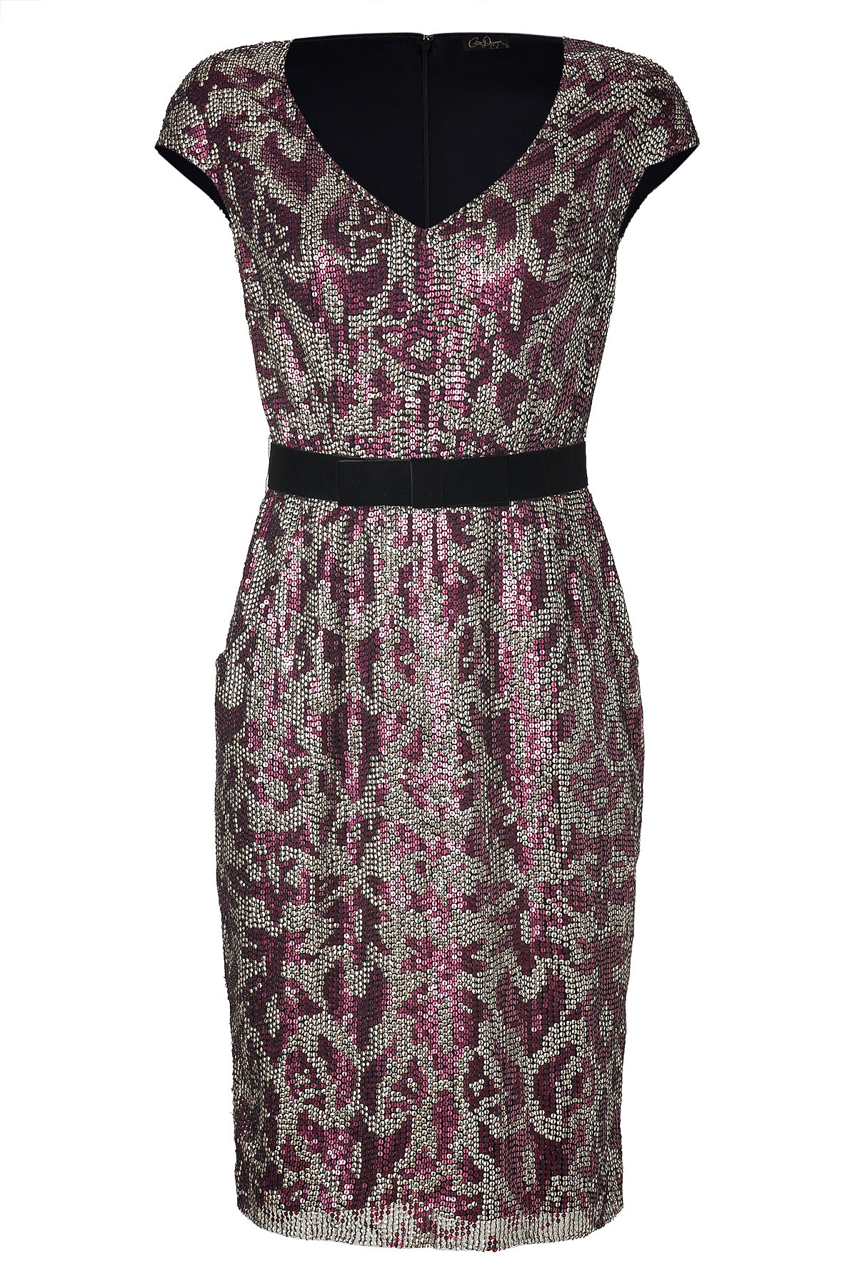 Collette Dinnigan - Rose/Silver Cap Sleeve Sequined Highland Dress