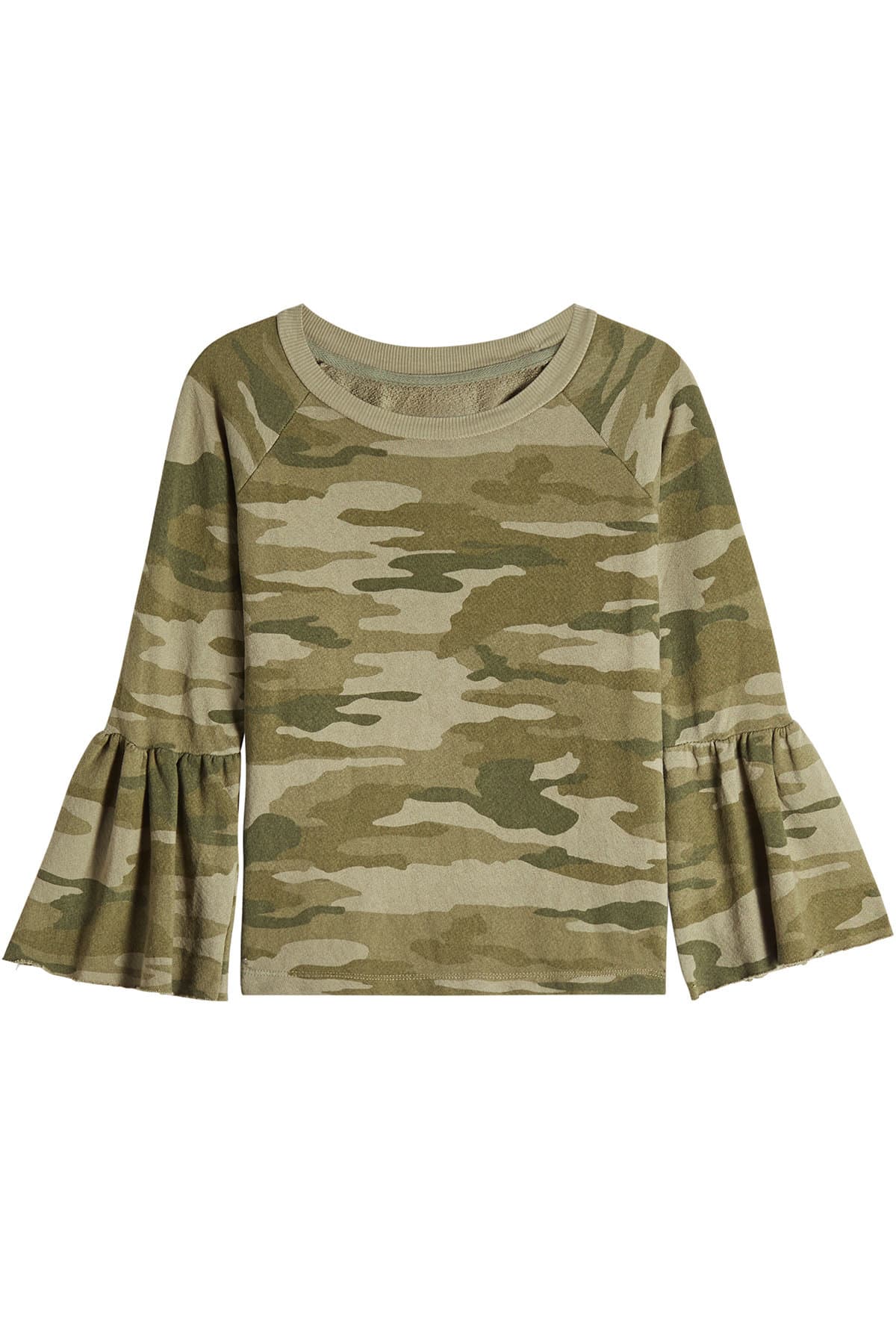 Current/Elliott - The Ruffle Sleeve Camouflage Top