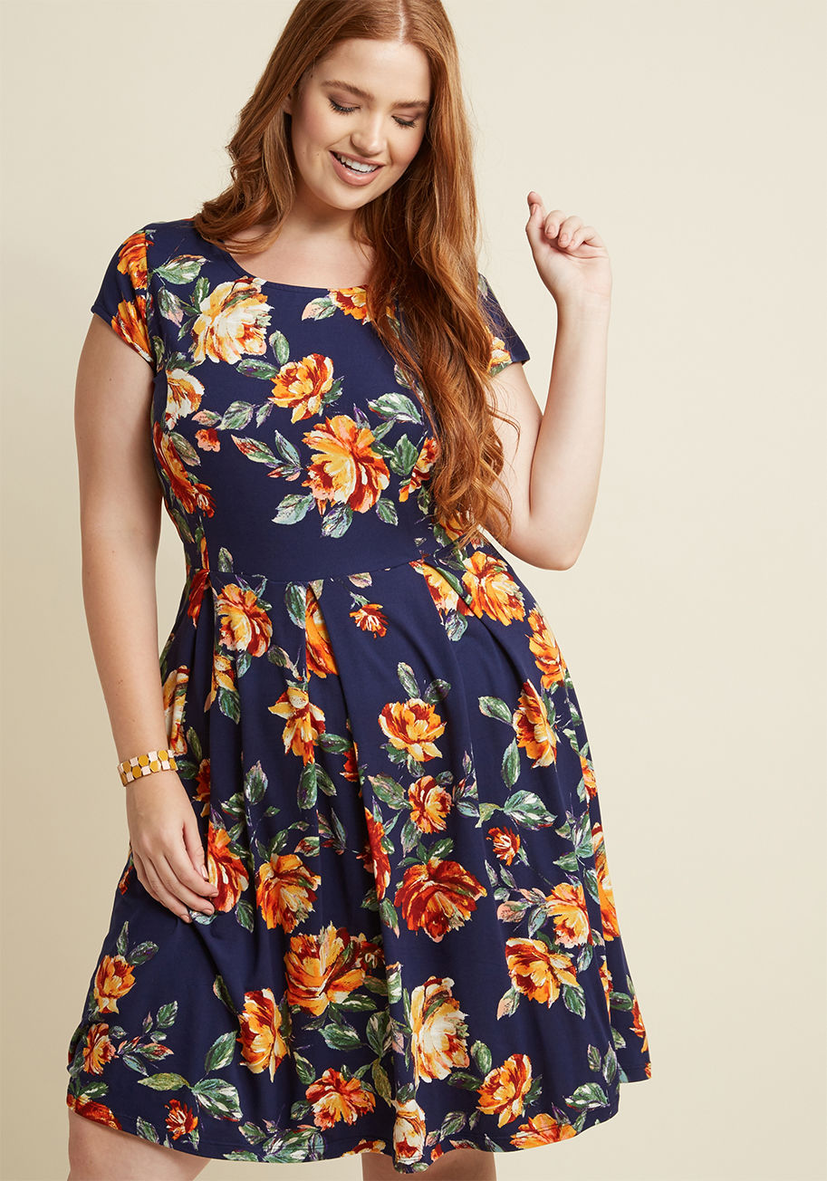 Take all the compliments you'll receive on this navy dress as all the reason you need to flaunt this flirty piece on the reg! A ModCloth exclusive, this A-line was made for adoration with its brushed knit fabric, sleek princess seams, pretty pleats, and g by D12602A