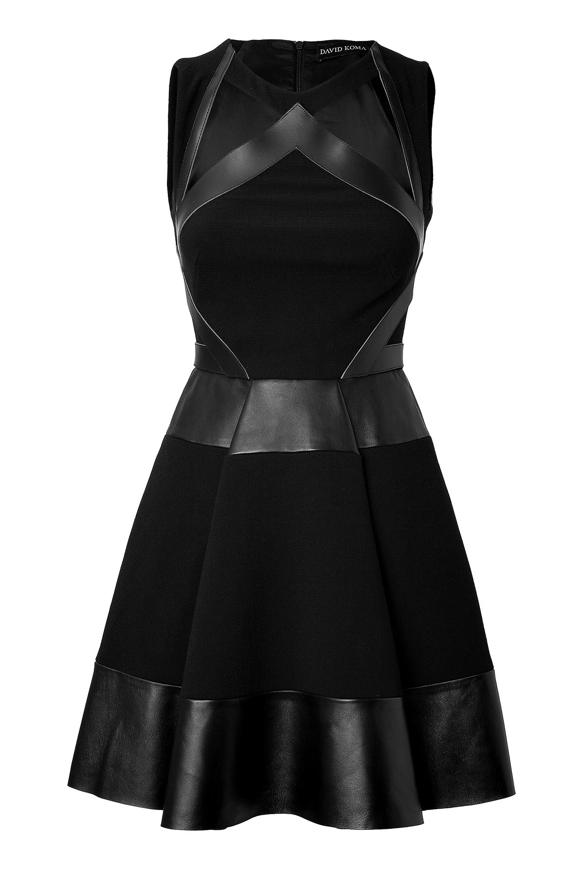 Leather/Haircalf Strapless Dress by David Koma