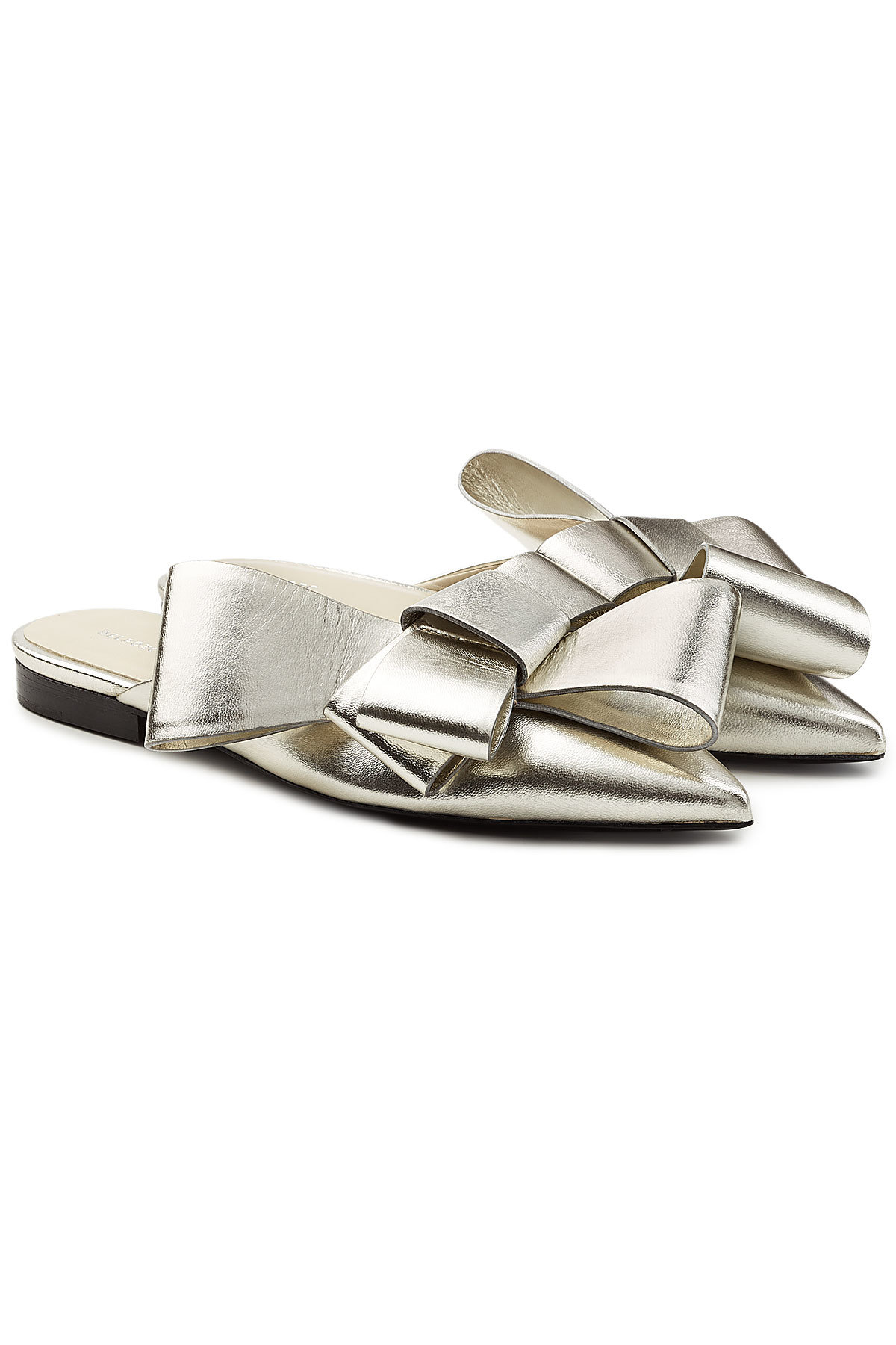 Delpozo - Metallic Leather Slip-On Mules