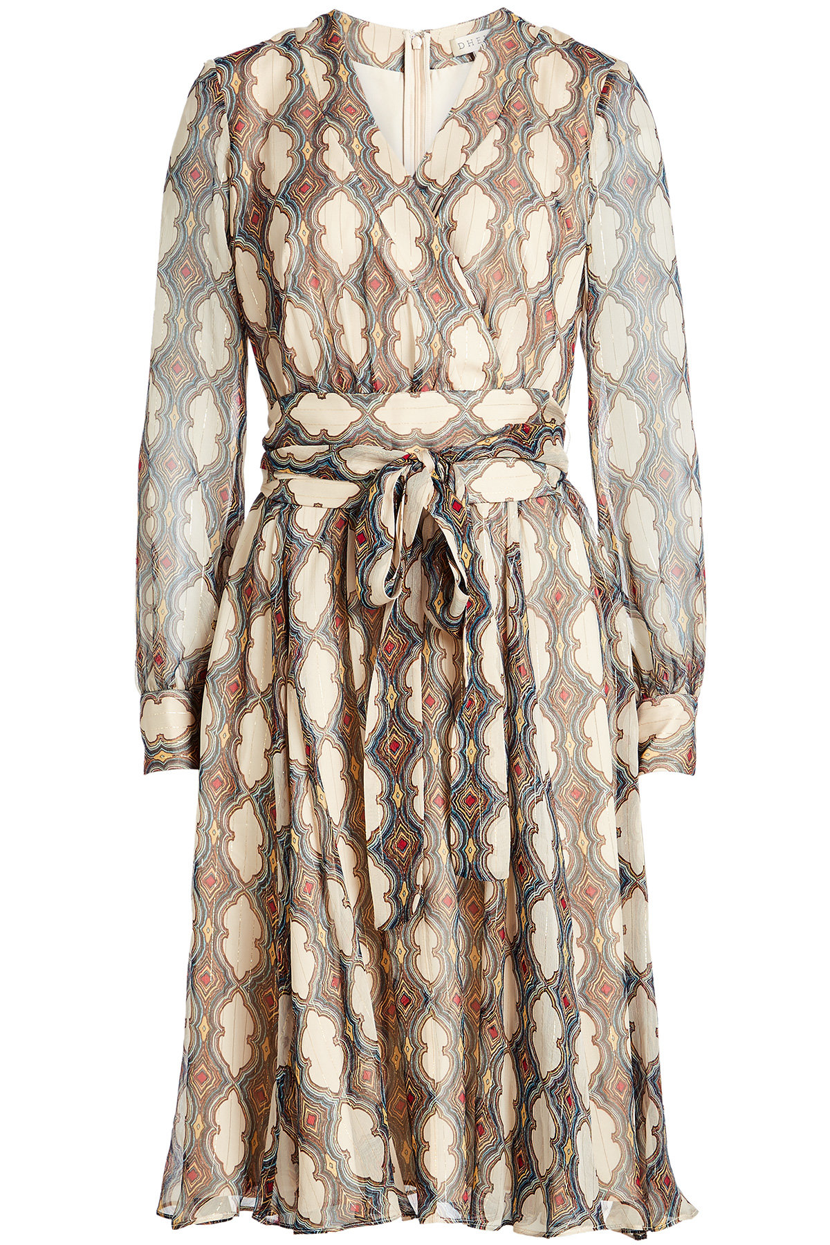 Dhela - Printed Silk Dress with Metallic Thread