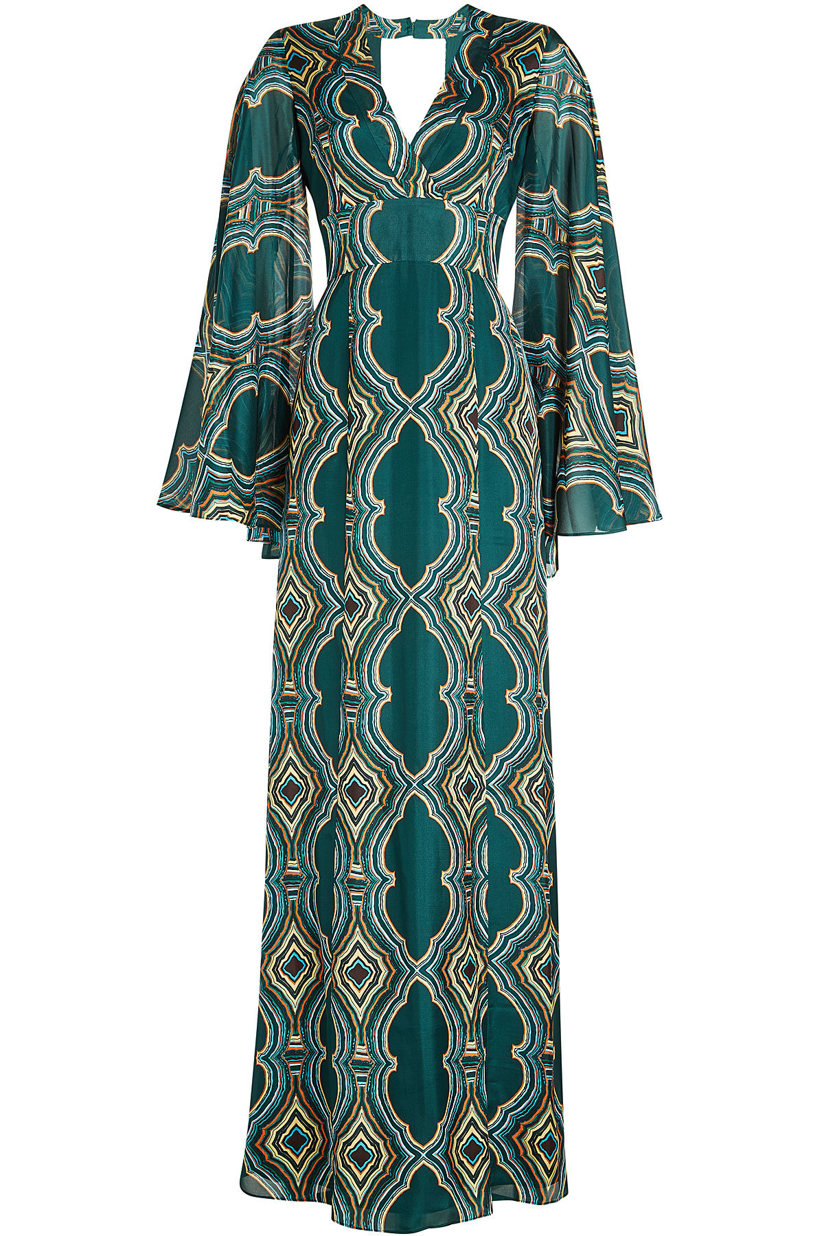 Dhela - Printed Silk Gown with Open Back