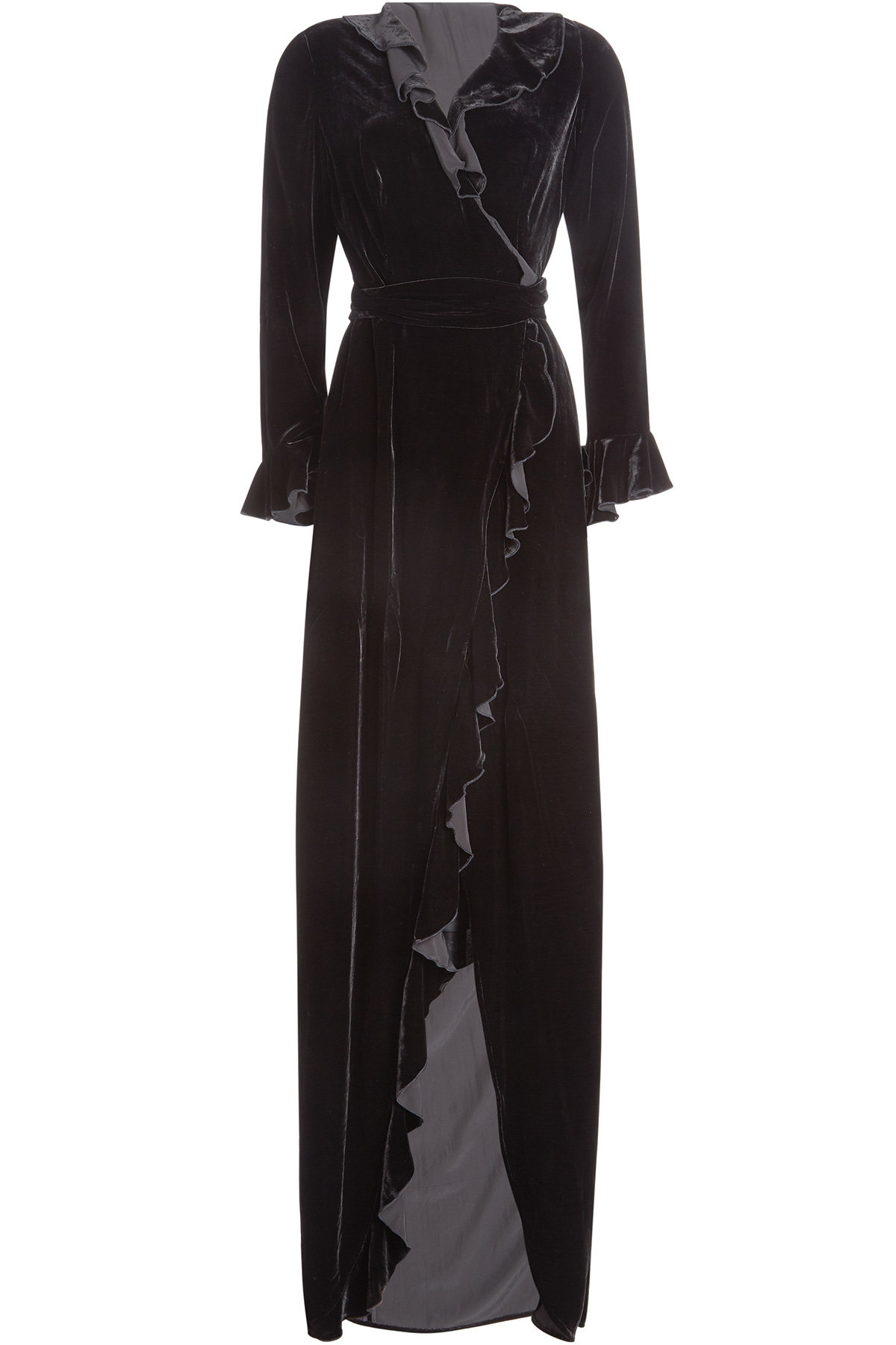 Dhela - Velvet Gown with Ruffled Trims