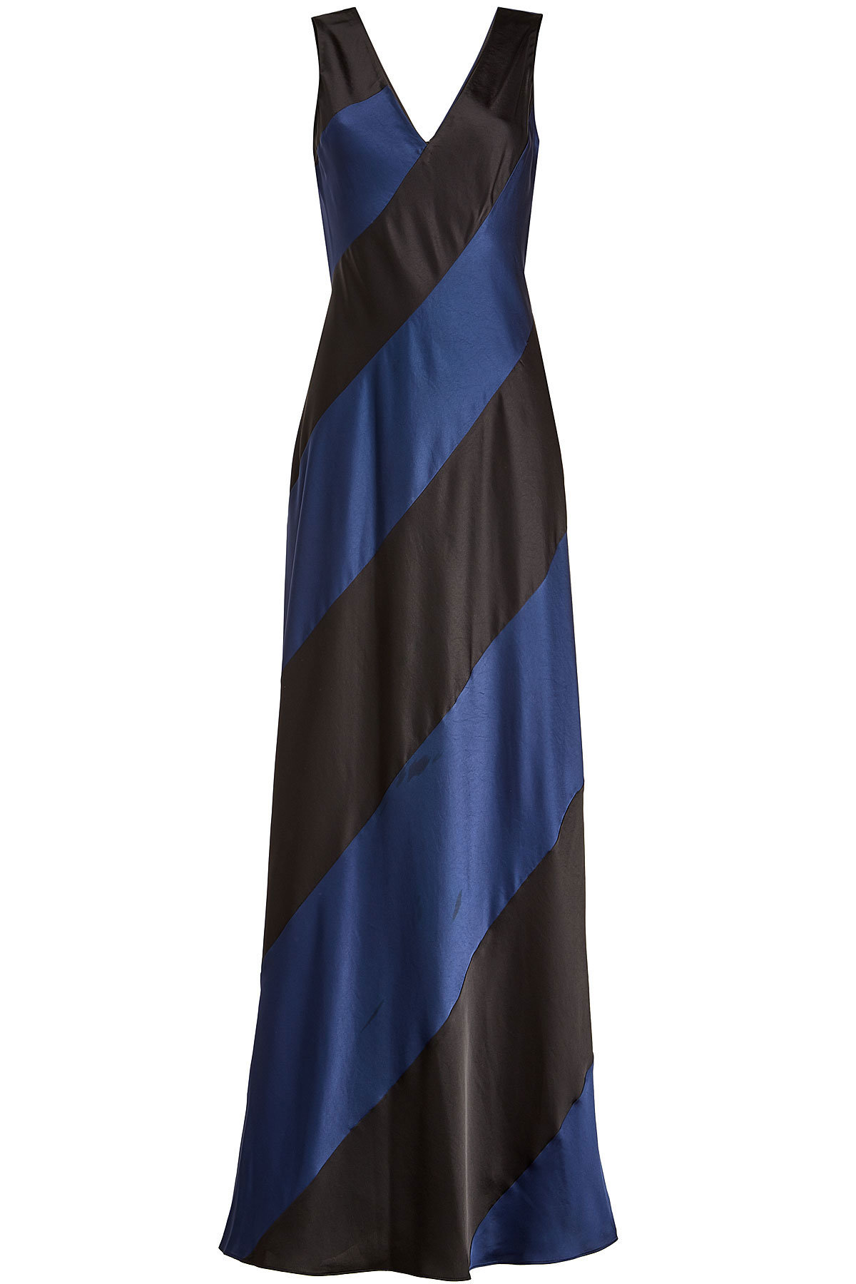 Diane von Furstenberg - Two-Tone Satin Dress with Ruffled Trim