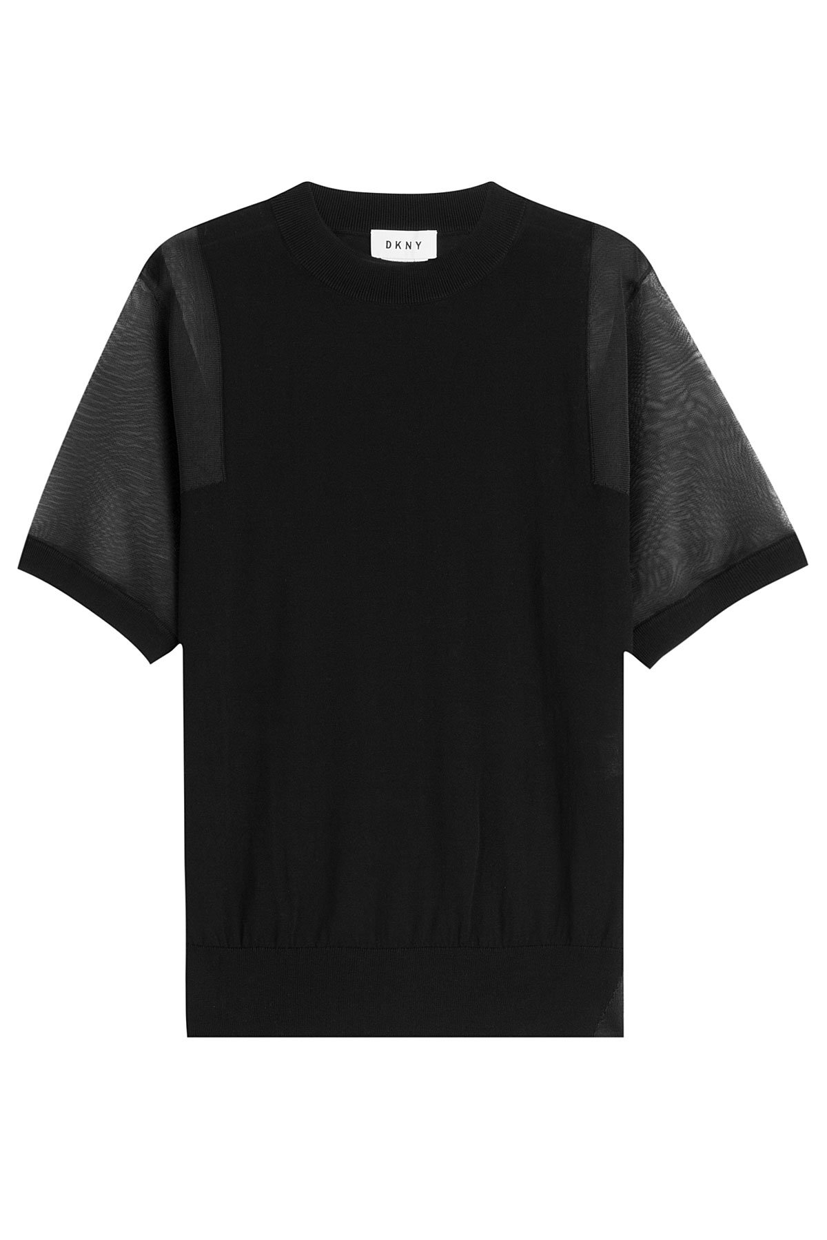 DKNY - Cotton T-Shirt  with Sheer Sleeves