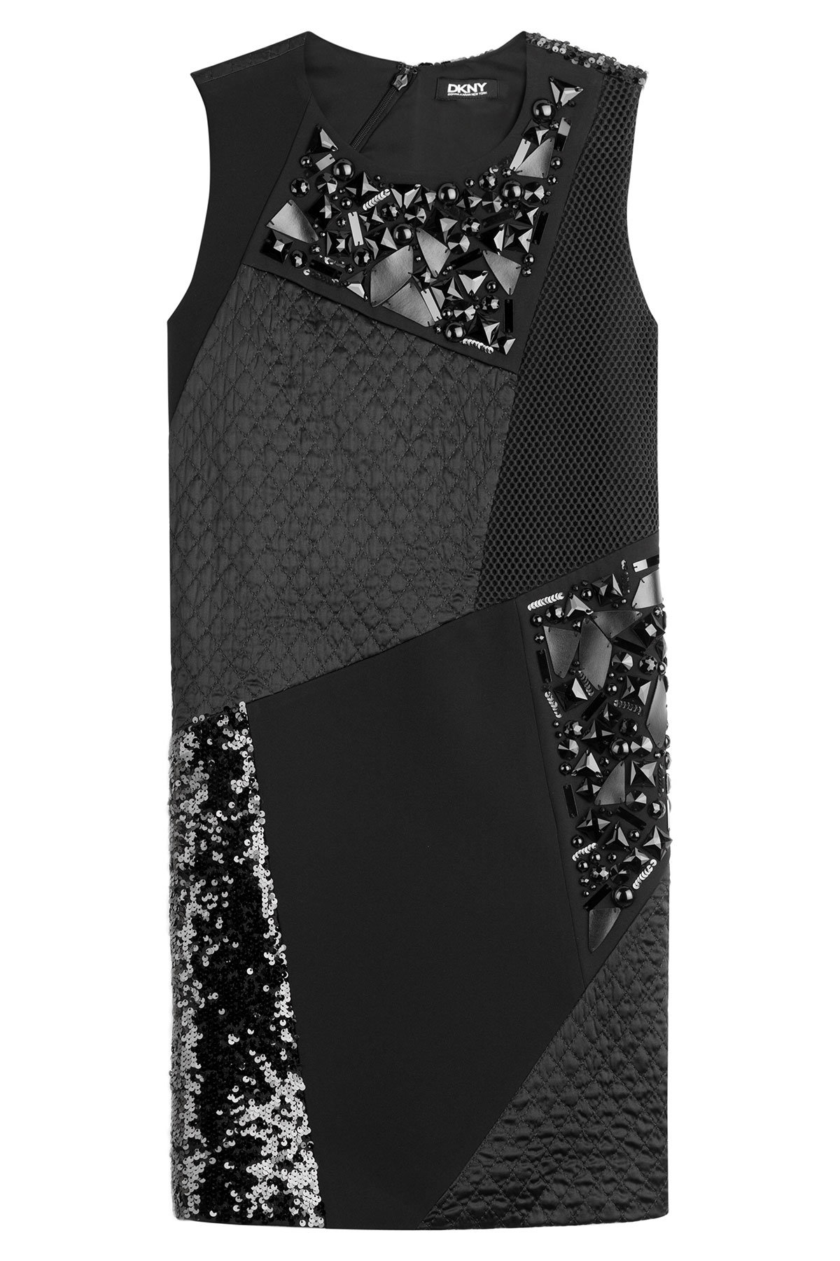 Patchwork Dress with Sequins and Bead Embellishment by DKNY