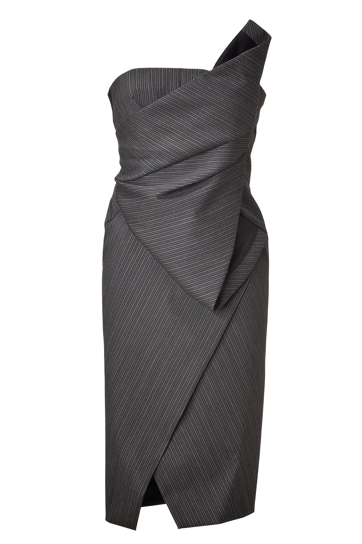Donna Karan - Anthracite Structured Origami Bustier Dress