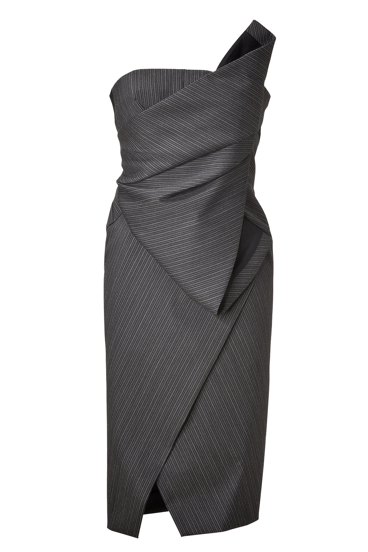 Anthracite Structured Origami Bustier Dress by Donna Karan