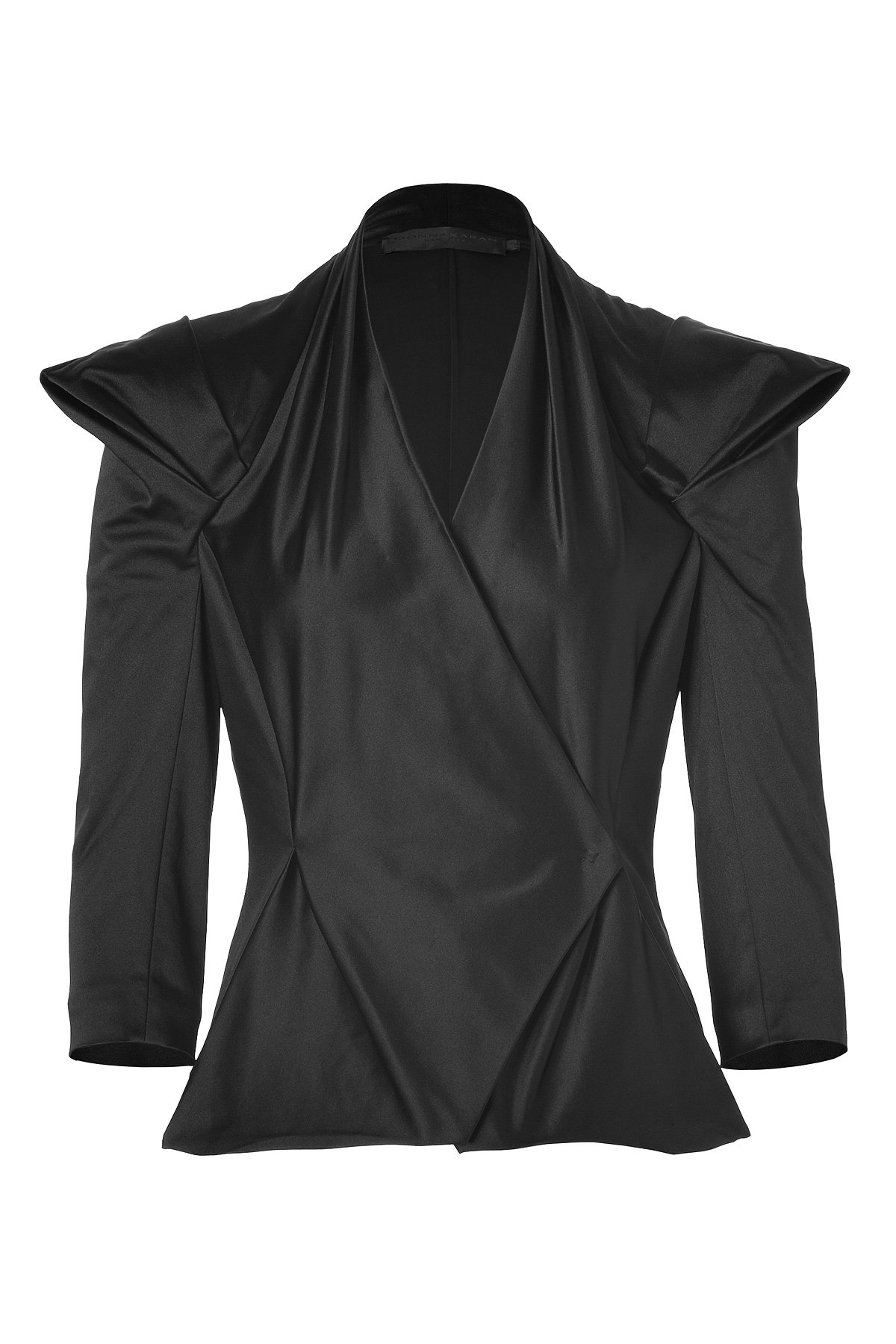 Black Satin Draped Jacket by Donna Karan