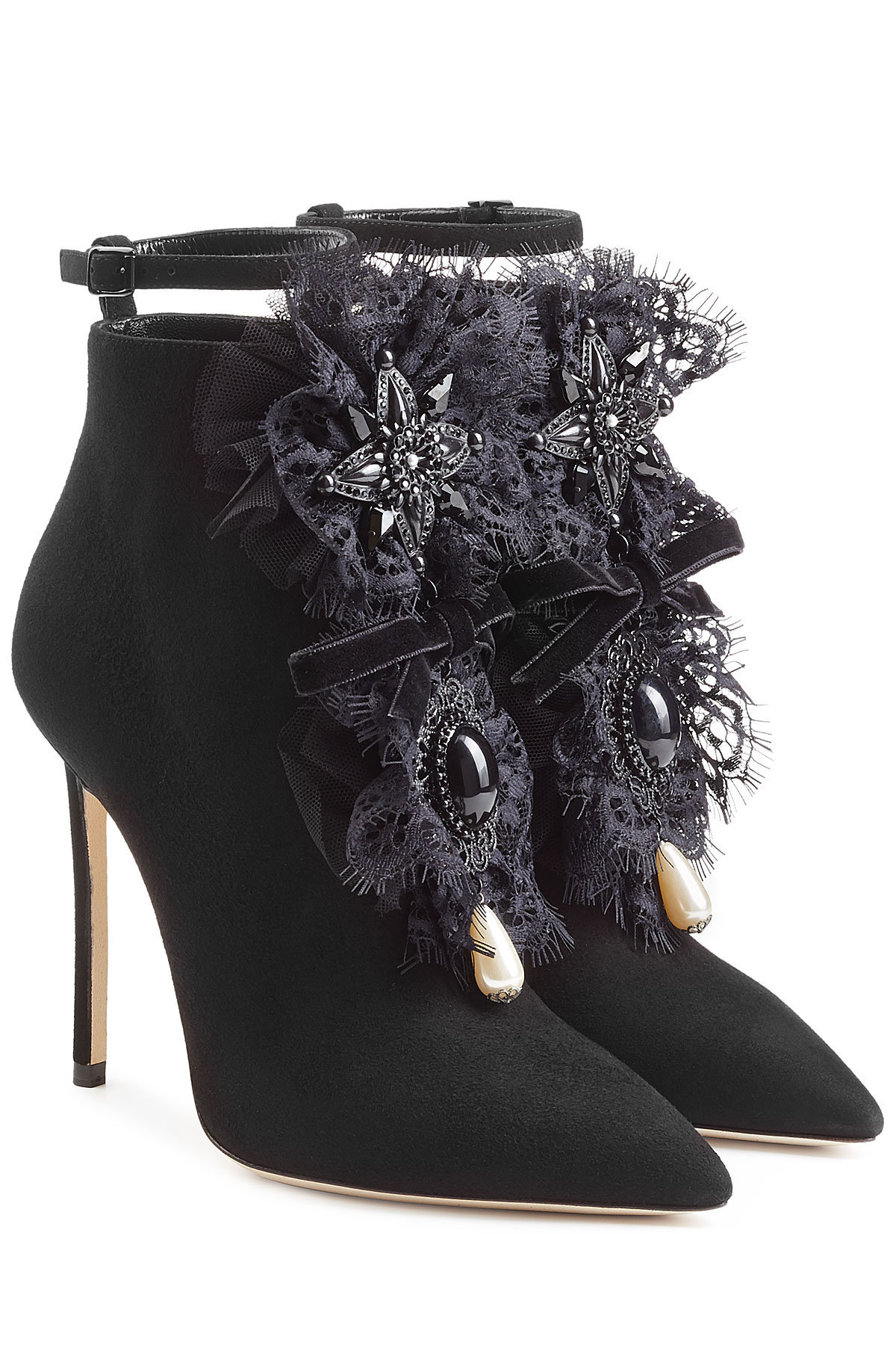 Dsquared2 - Suede Ankle Boots with Contrast Leather Straps