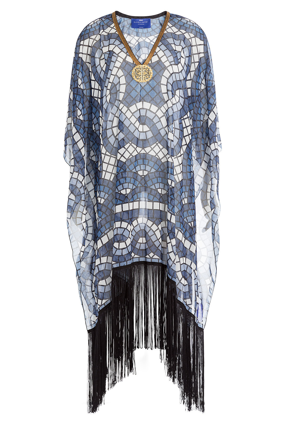 Elena Makri - Embellished Print Tunic with Fringe