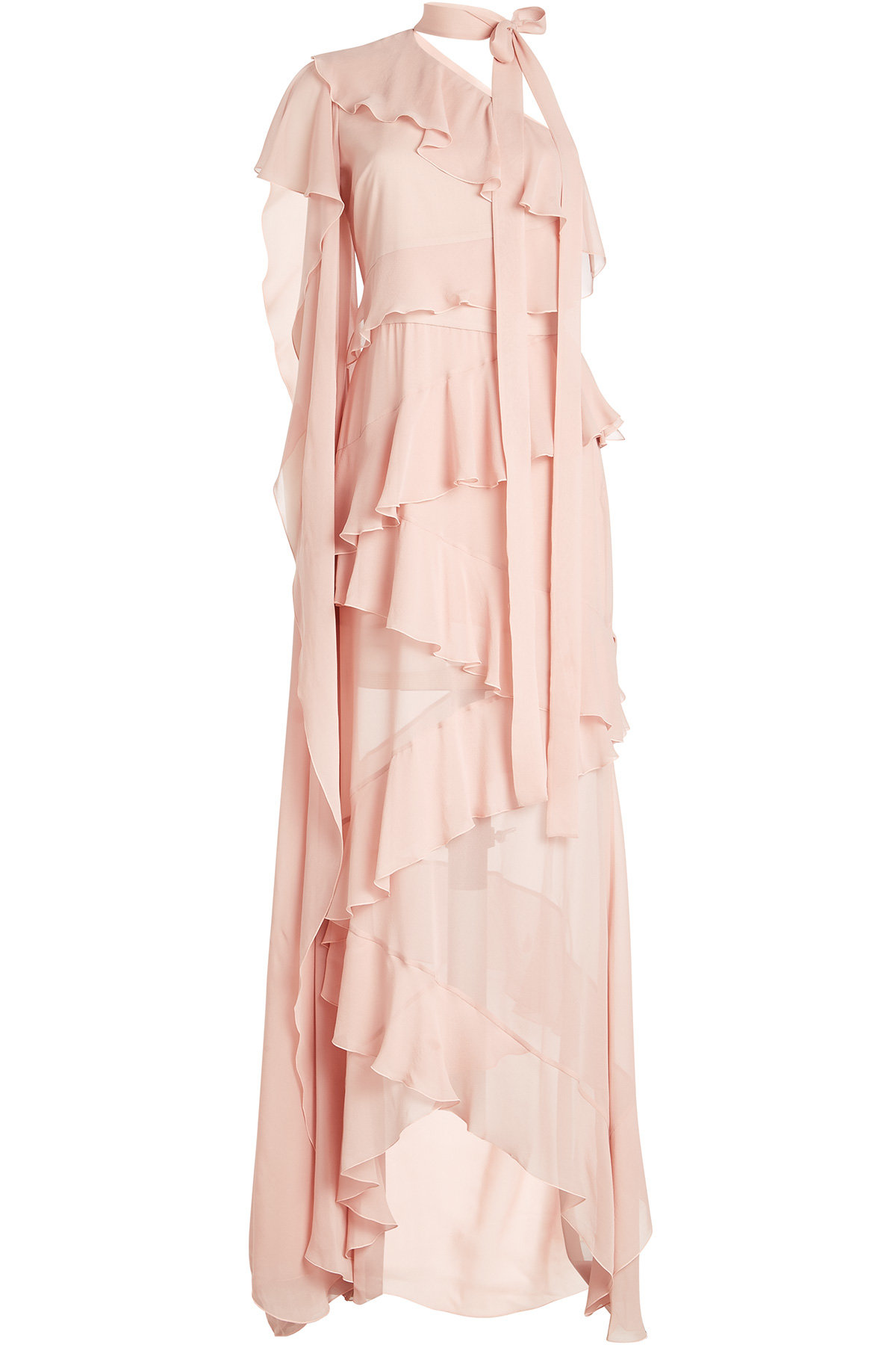 Elie Saab - Floor Length Silk Gown with One Sleeve