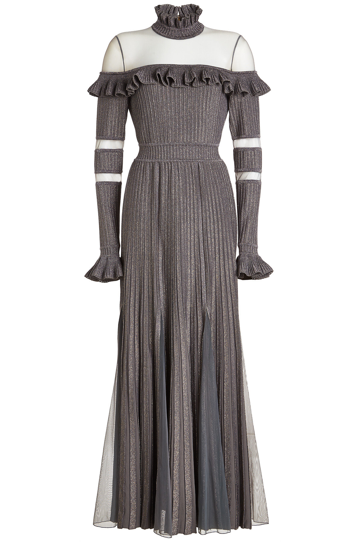 Pleated Gown with Metallic Thread and Tulle by Elie Saab