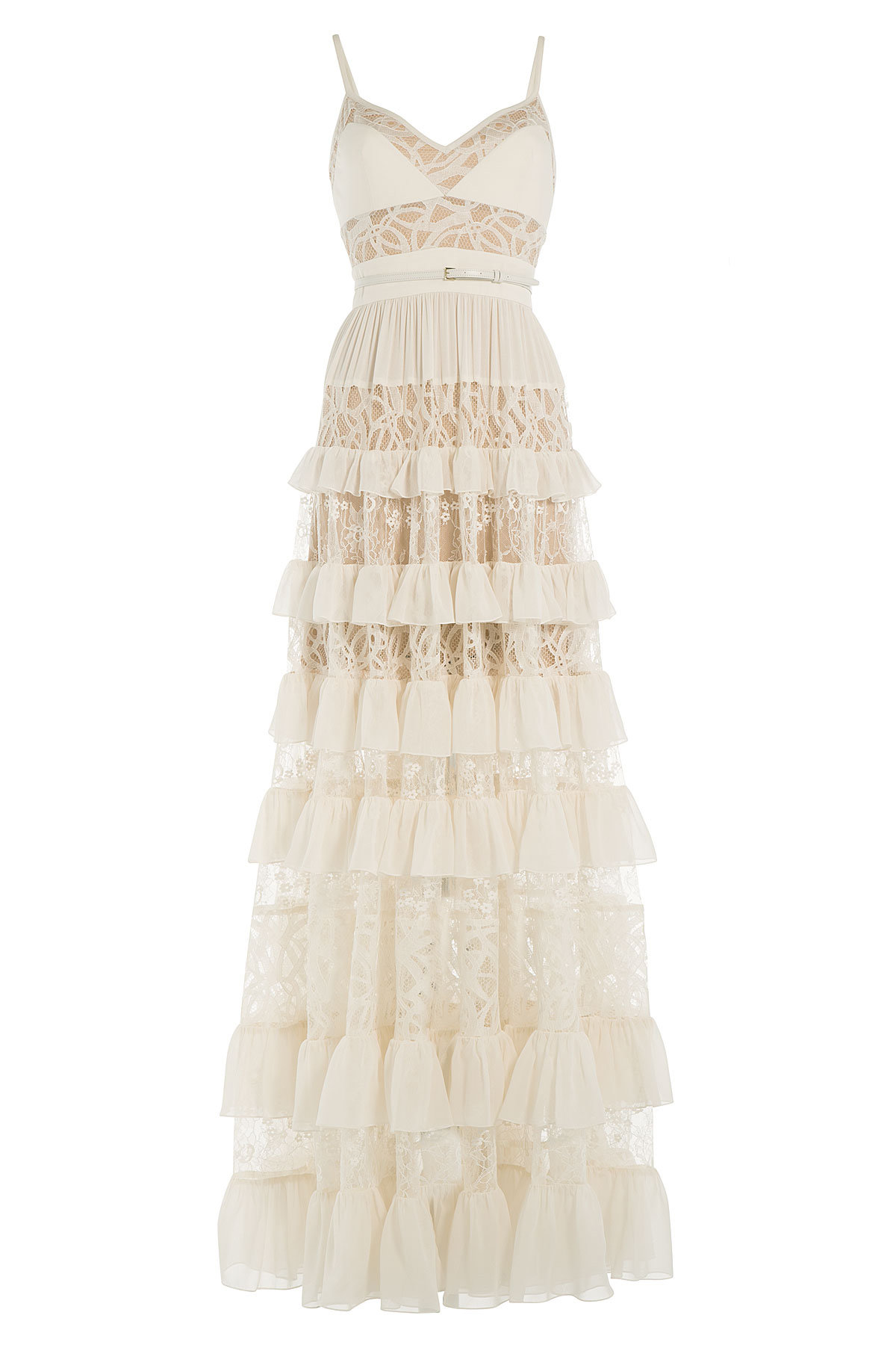 Elie Saab - Silk-Blend Tiered Lace Gown