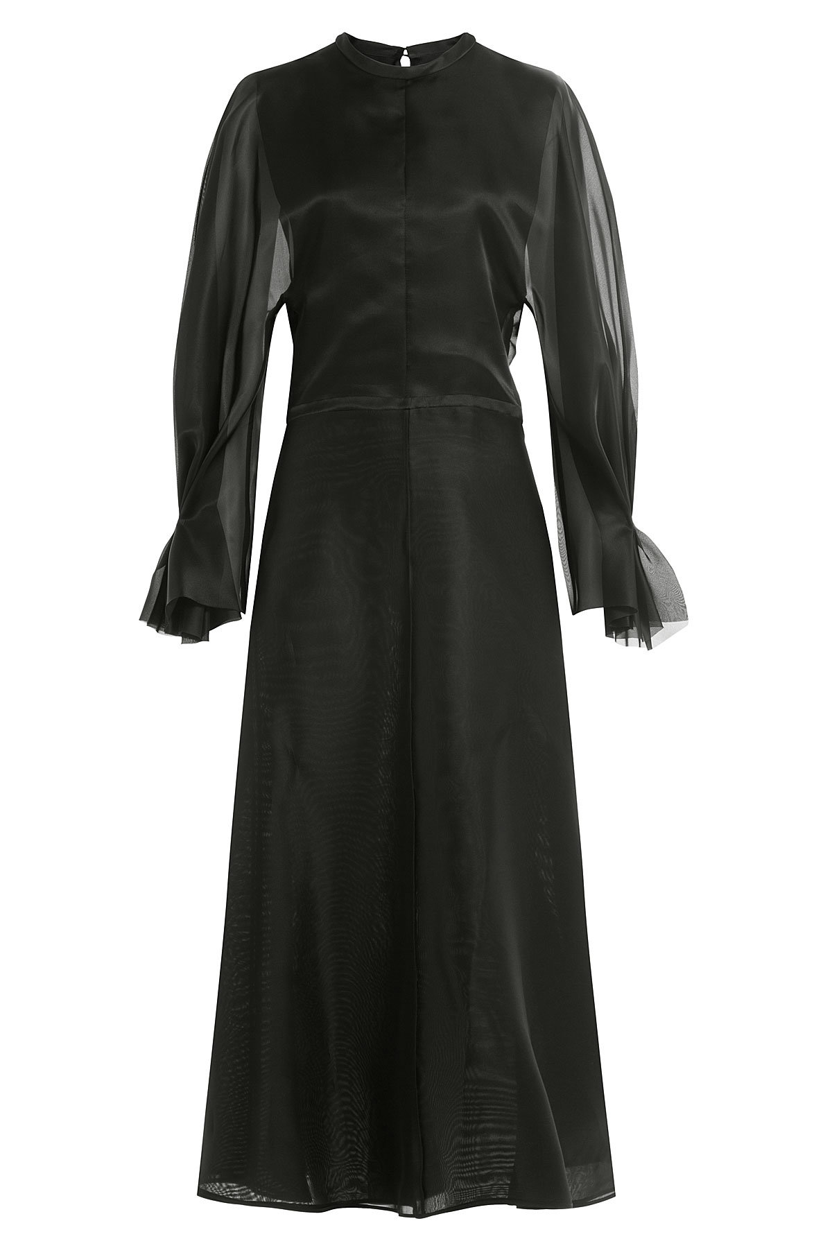 Silk Satin Dress with Chiffon Sleeves by Emilia Wickstead