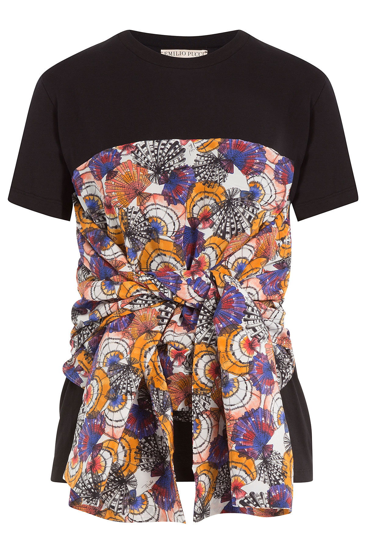 Cotton T-Shirt with Printed and Draped Detail by Emilio Pucci