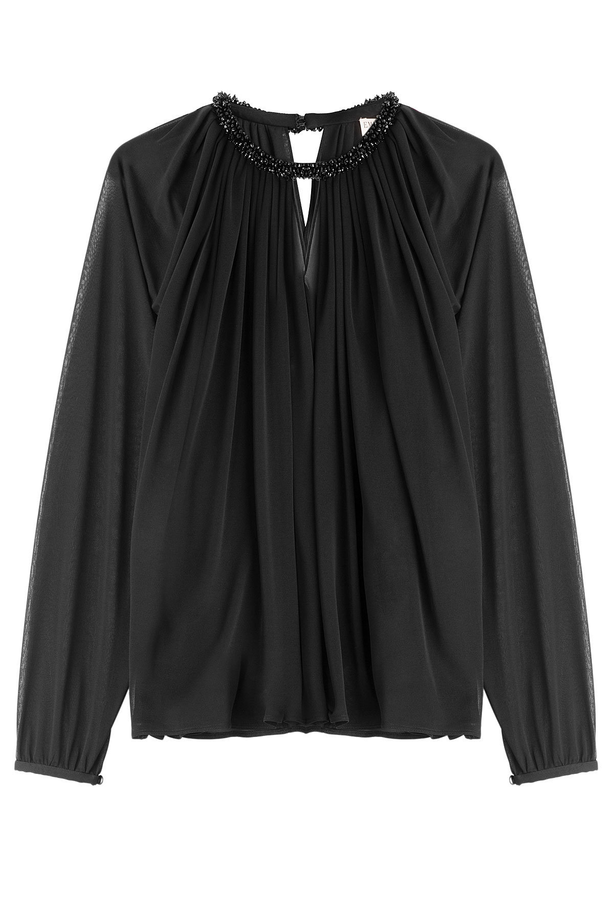 Gathered Sheer Top with Embellished Collar by Emilio Pucci