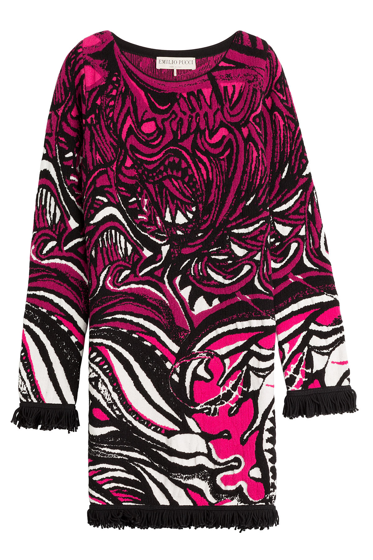 Emilio Pucci - Intarsia Dress with Fringed Trim
