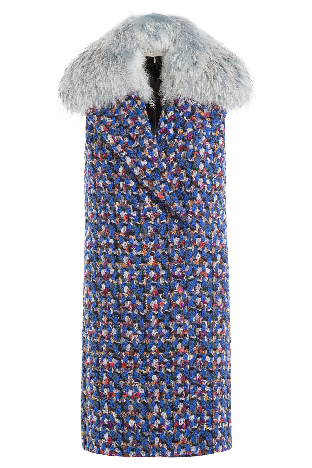 Virgin Wool Sleeveless Coat with Fur Collar by Emilio Pucci