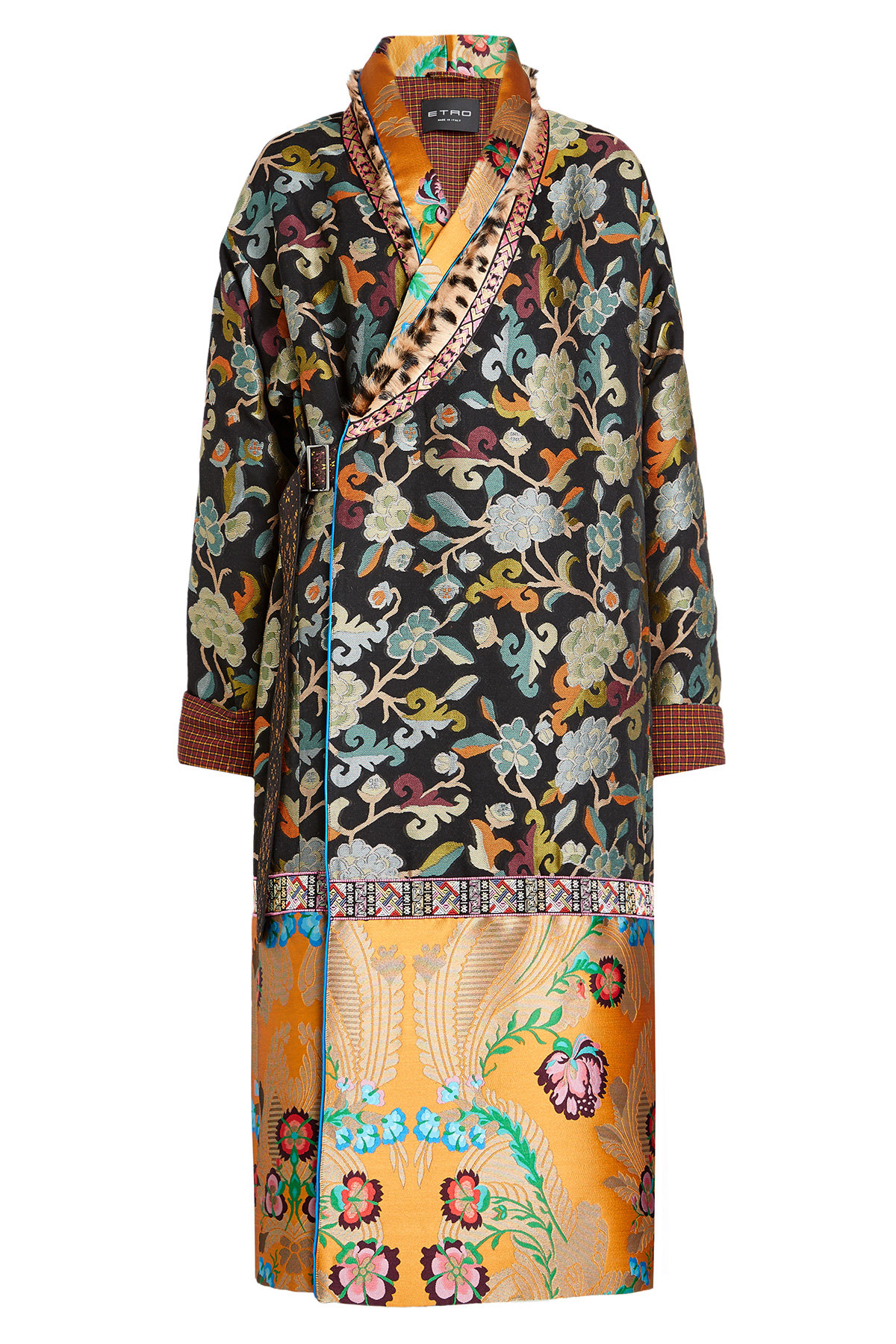 Printed Coat with Wool and Goat Fur by Etro