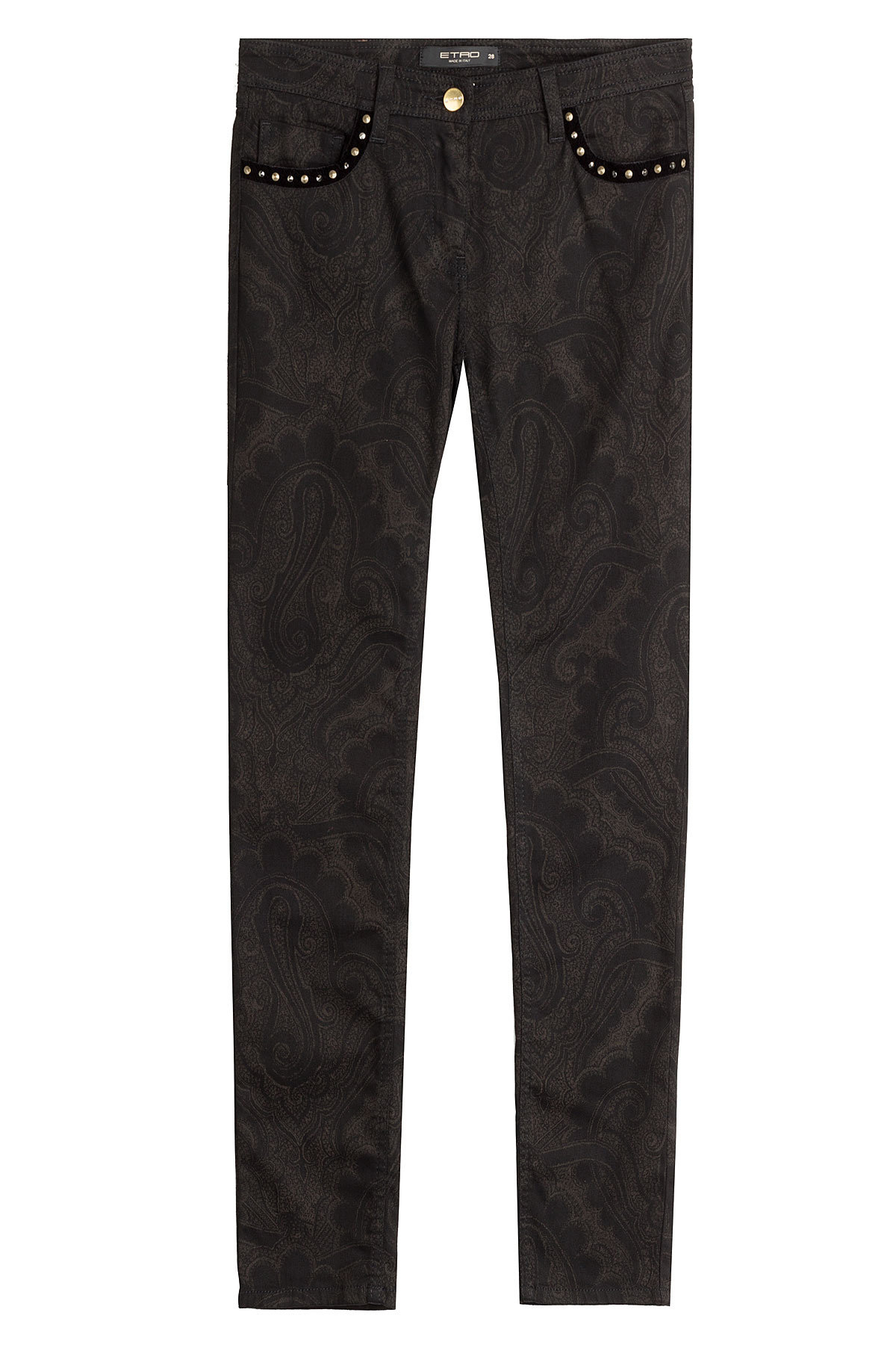 Etro - Printed Pants with Stud Embellishment