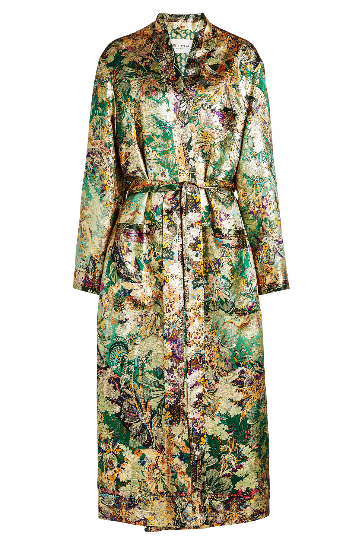 Etro - Printed Satin Coat with Silk and Metallic Thread