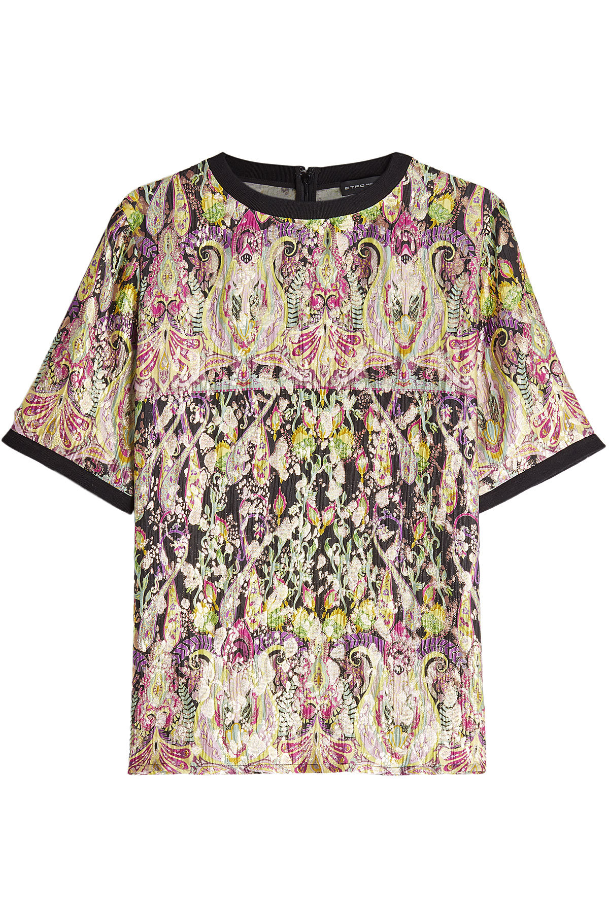 Etro - Printed Top with Silk and Metallic Thread