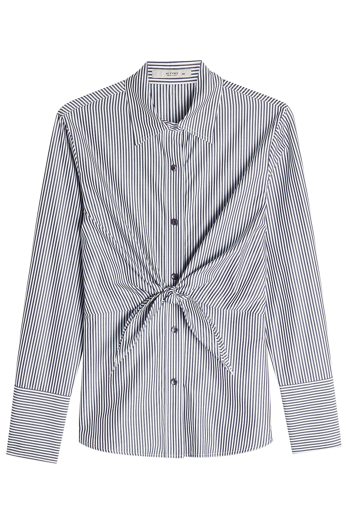 Etro - Striped Cotton Shirt with Knotted Front