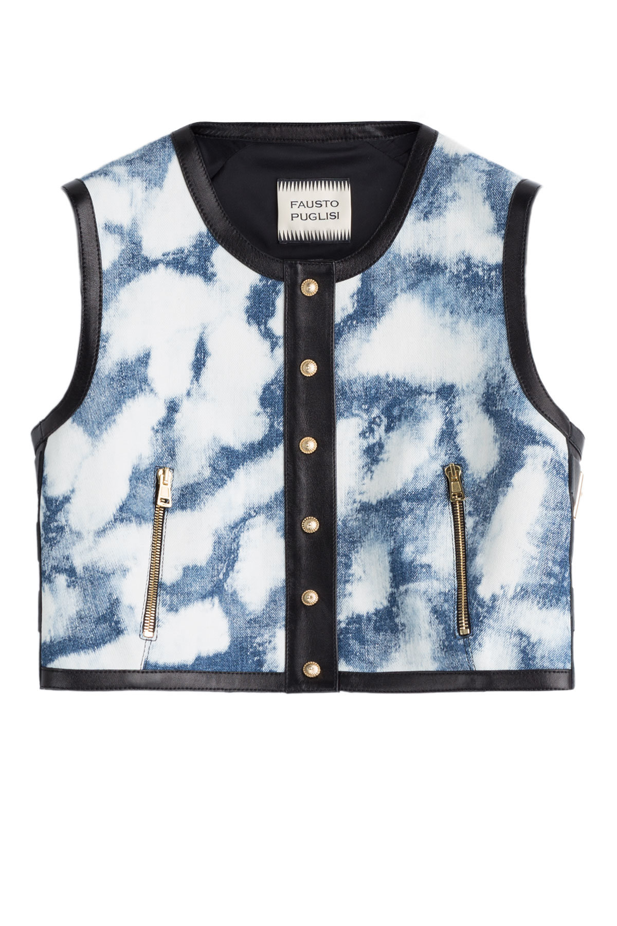 Fausto Puglisi - Tie-Dye Cropped Top with Leather