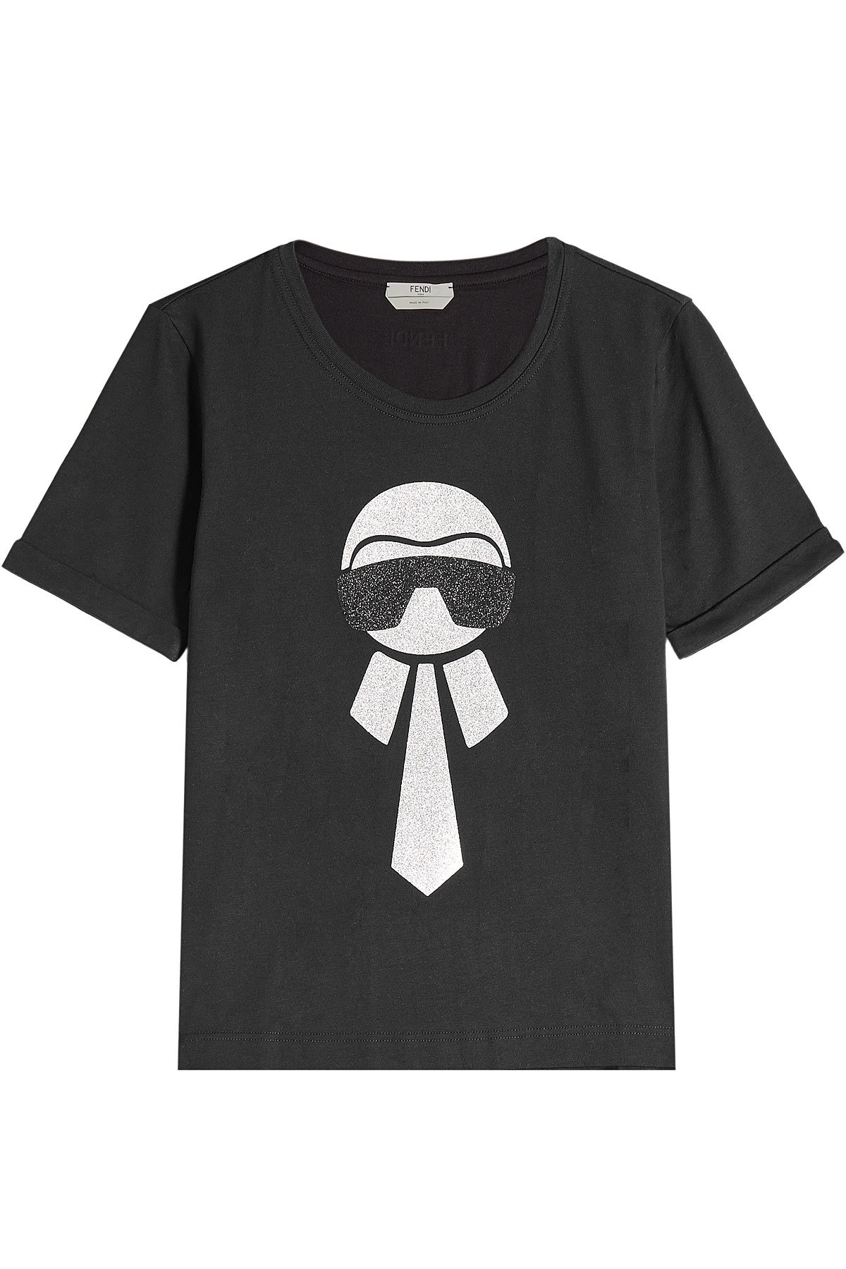 Fendi - Cotton T-Shirt with Glitter Motif