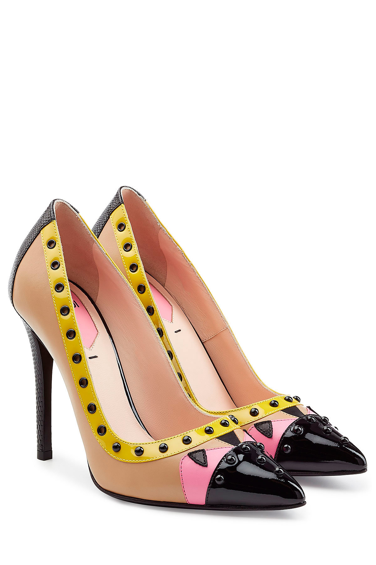 Embellished Color Block Pumps by Fendi