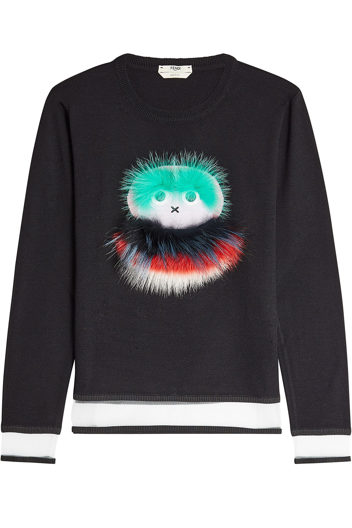 Fendi - Wool Sweatshirt with Fur