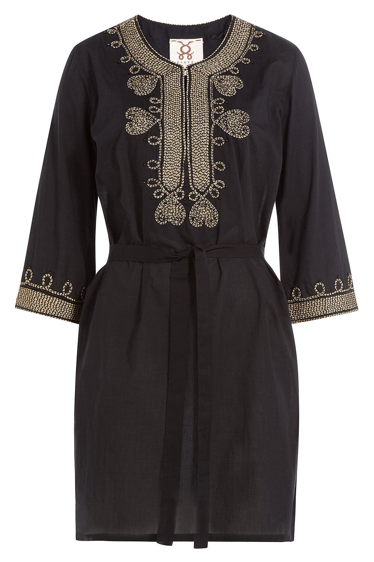 Figue - Sophie Embroidered Silk Dress