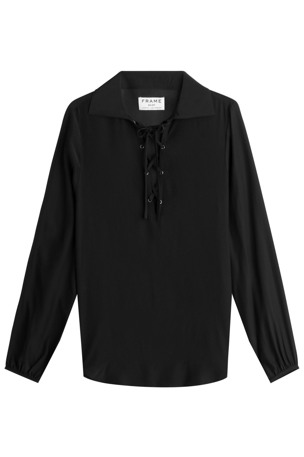 Silk Blouse with Lace-Up Front by Frame Denim