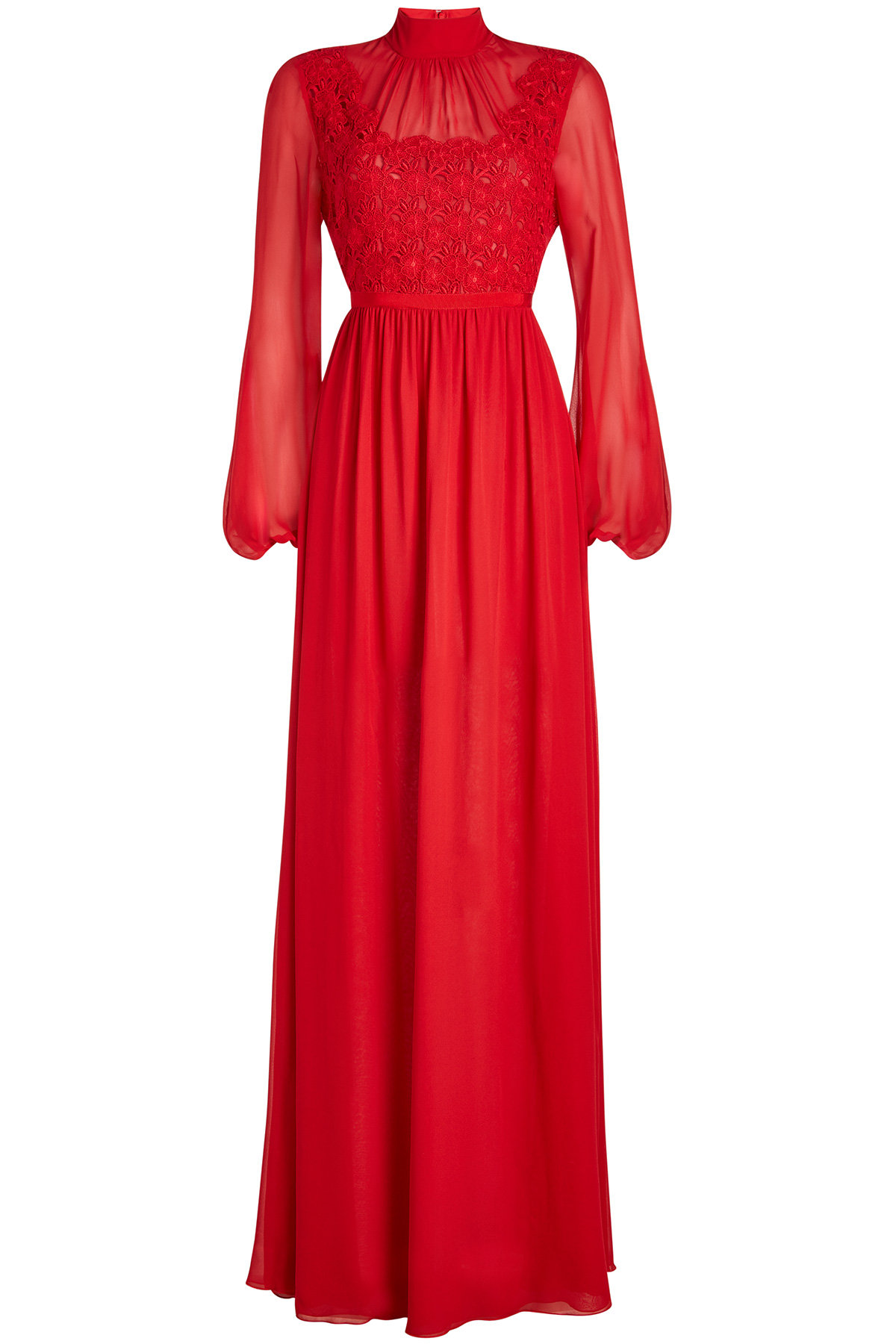 Giambattista Valli - Floor Length Silk Georgette Gown with Lace