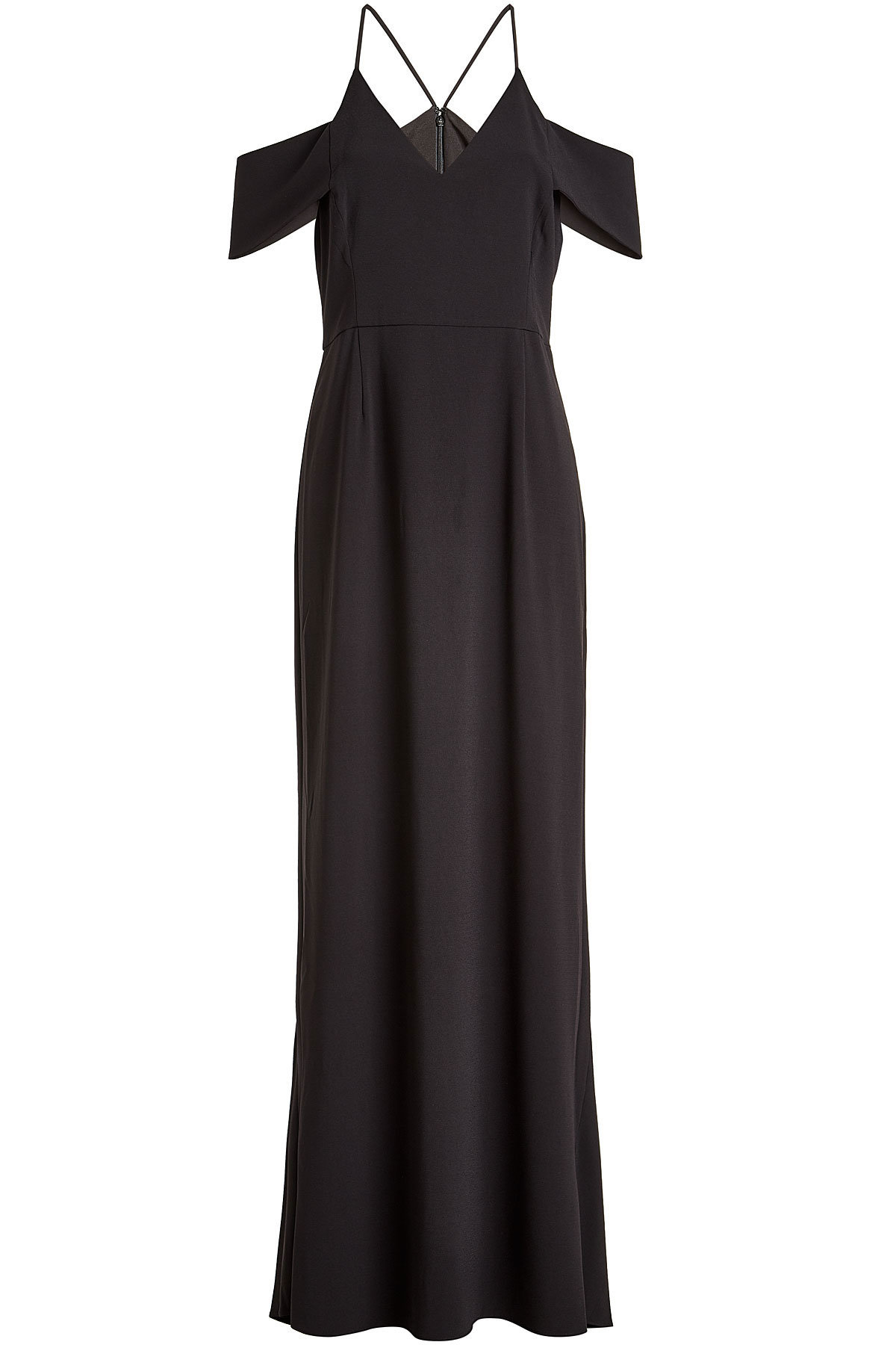 Halston Heritage - Cold-Shoulder Cotton Dress with Silk