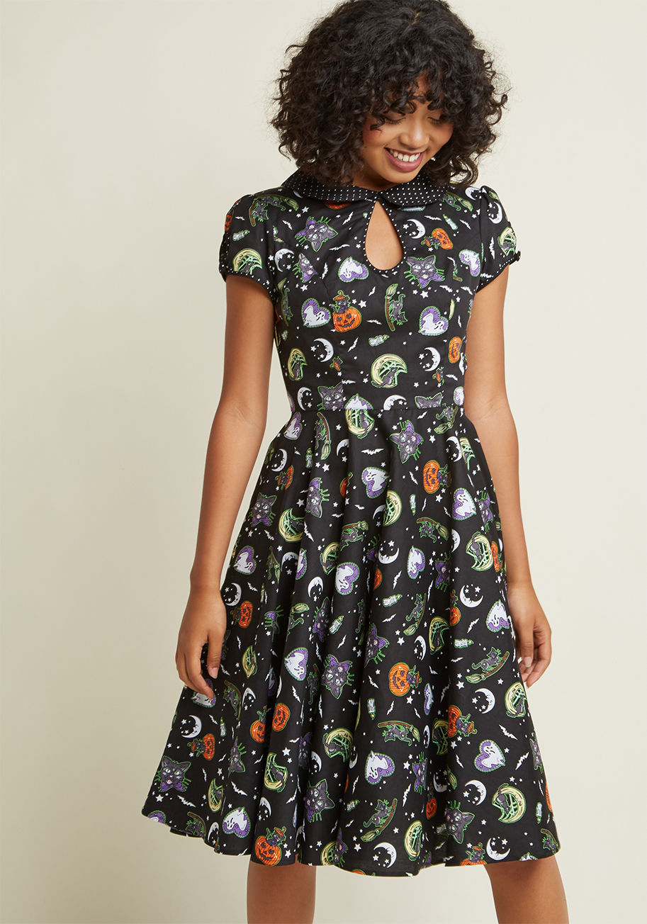 Hell Bunny Tender Loving Scare A-Line Midi Dress by Hell Bunny