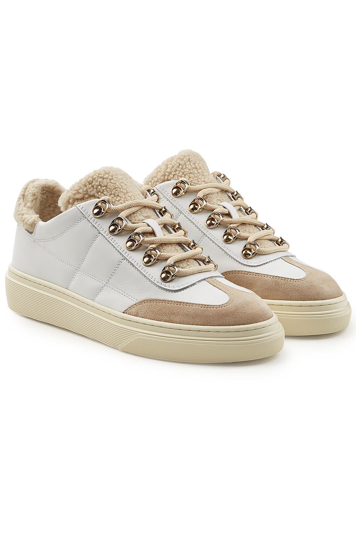 Hogan - Leather and Suede Sneakers with Faux Shearling Insole